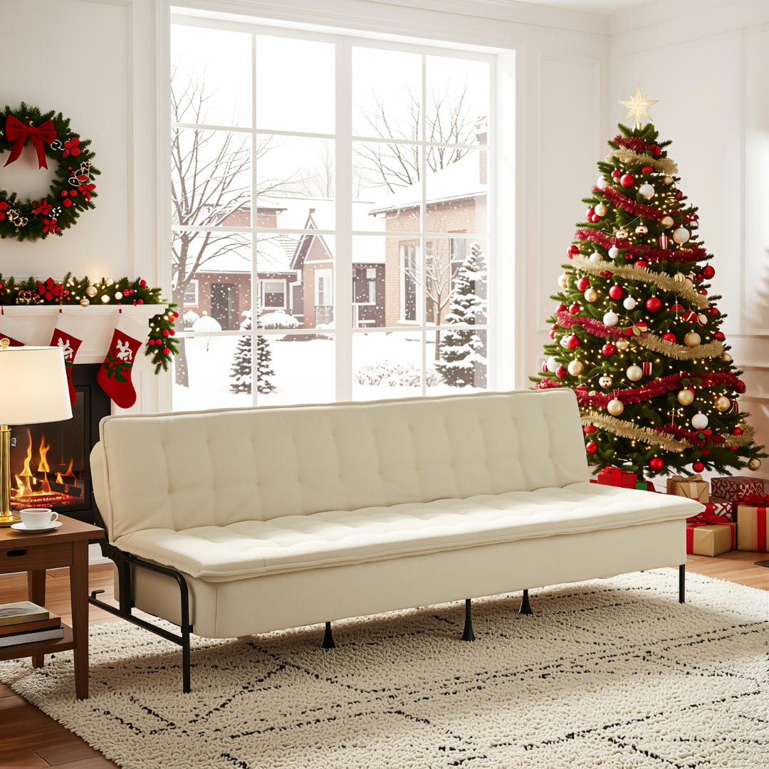 JAKO 77" 3-Seater Sofa Bed Spring Support Twin-Width Sleep Easy Assembly