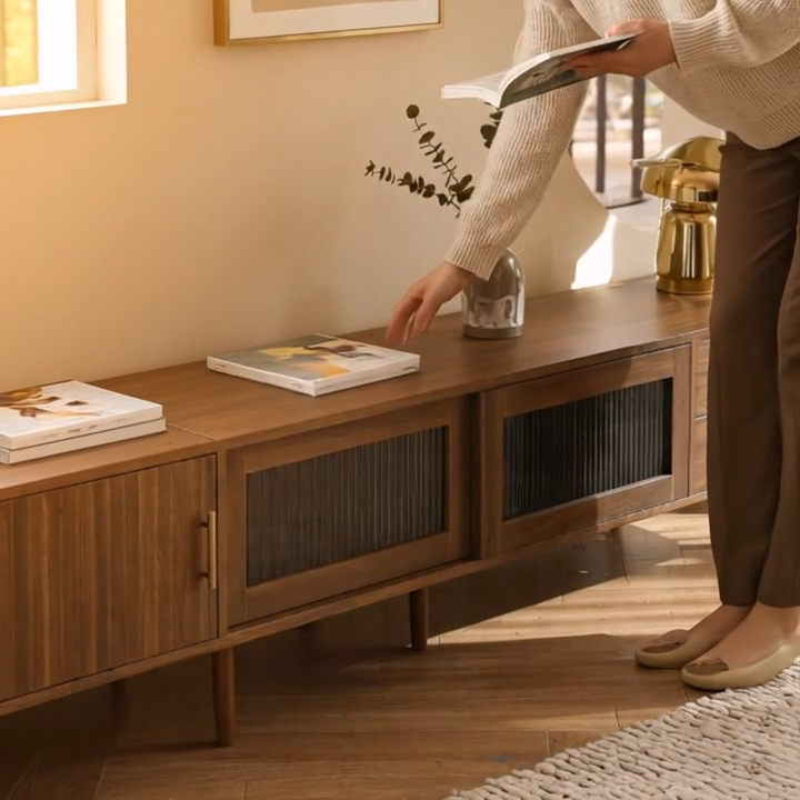 Kyoto 76” Low Profile TV Stand in Walnut Finish
