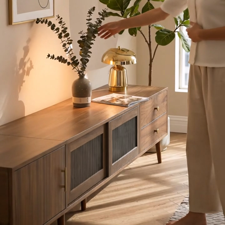 Kyoto 76” Low Profile TV Stand in Walnut Finish