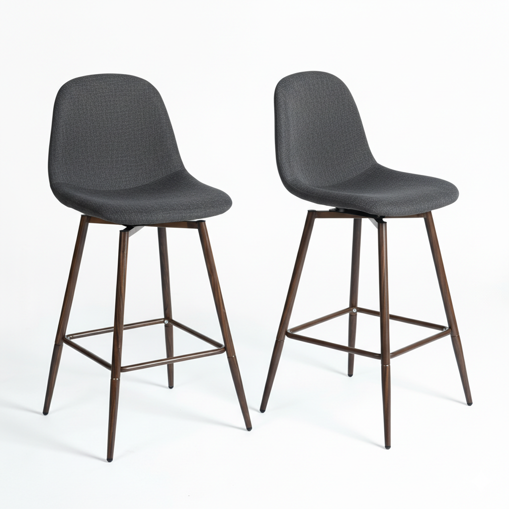 Homy Casa CHARLTON COUNTER 26" Dark Grey Swivel Barstool for Kitchen Island or Bar