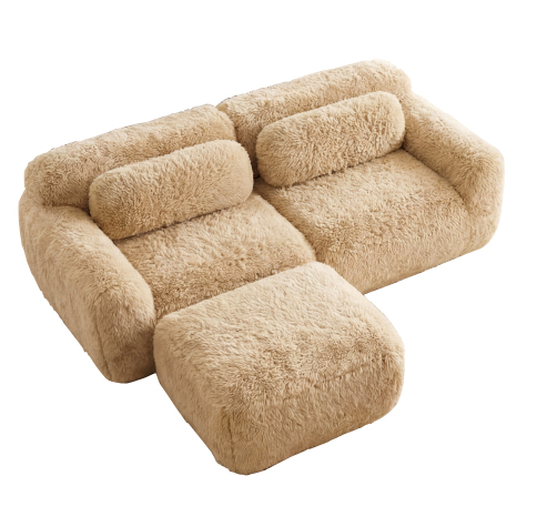 Durham Modular Loveseat Sofa with MAMIE WHITE Folding Laptop Table Set