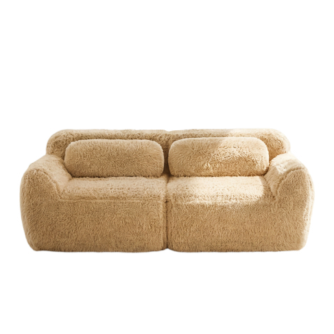 Durham Modular Loveseat Sofa with LITHOPS Beige Rocking Accent Chair Set