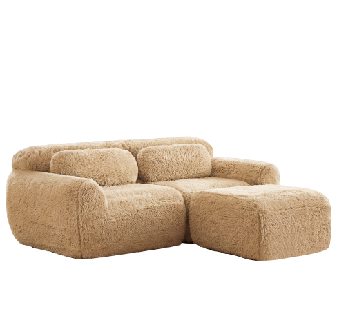 Durham Modular Loveseat Sofa with MAMIE WHITE Folding Laptop Table Set