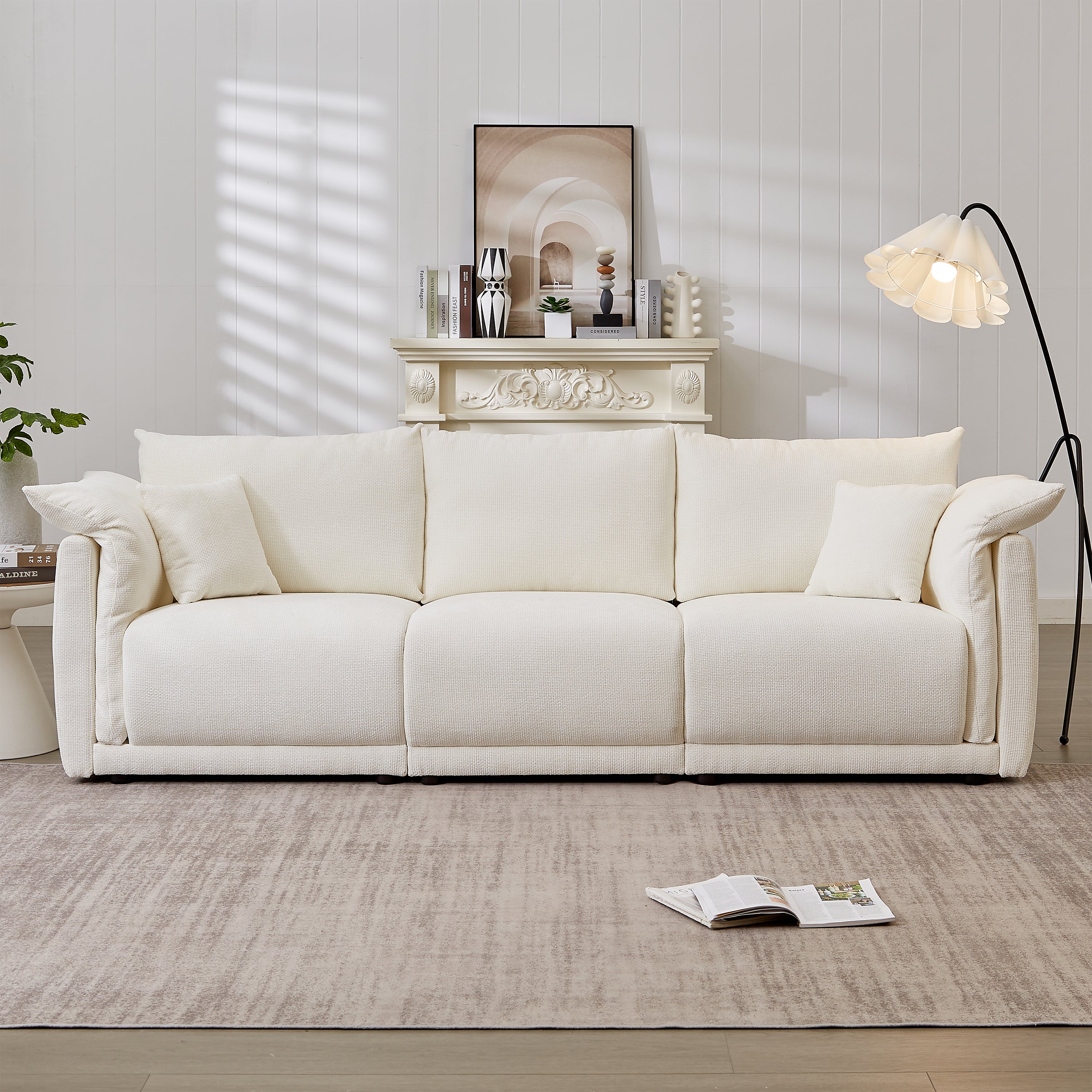 Houston 98.5" 3-Seater Linen Fabric Sofa