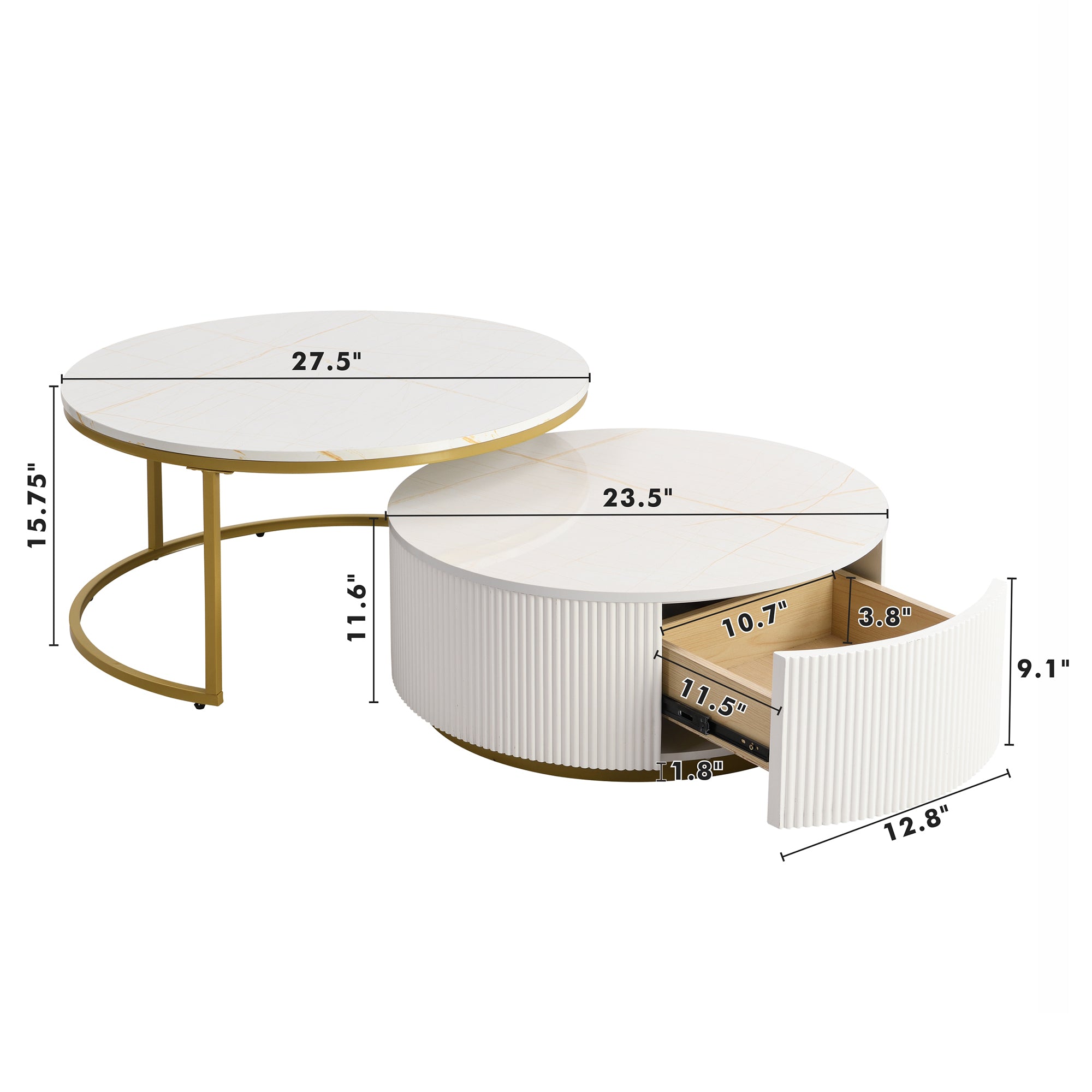 Biarritz Nesting Coffee Table Set with Storage Drawer