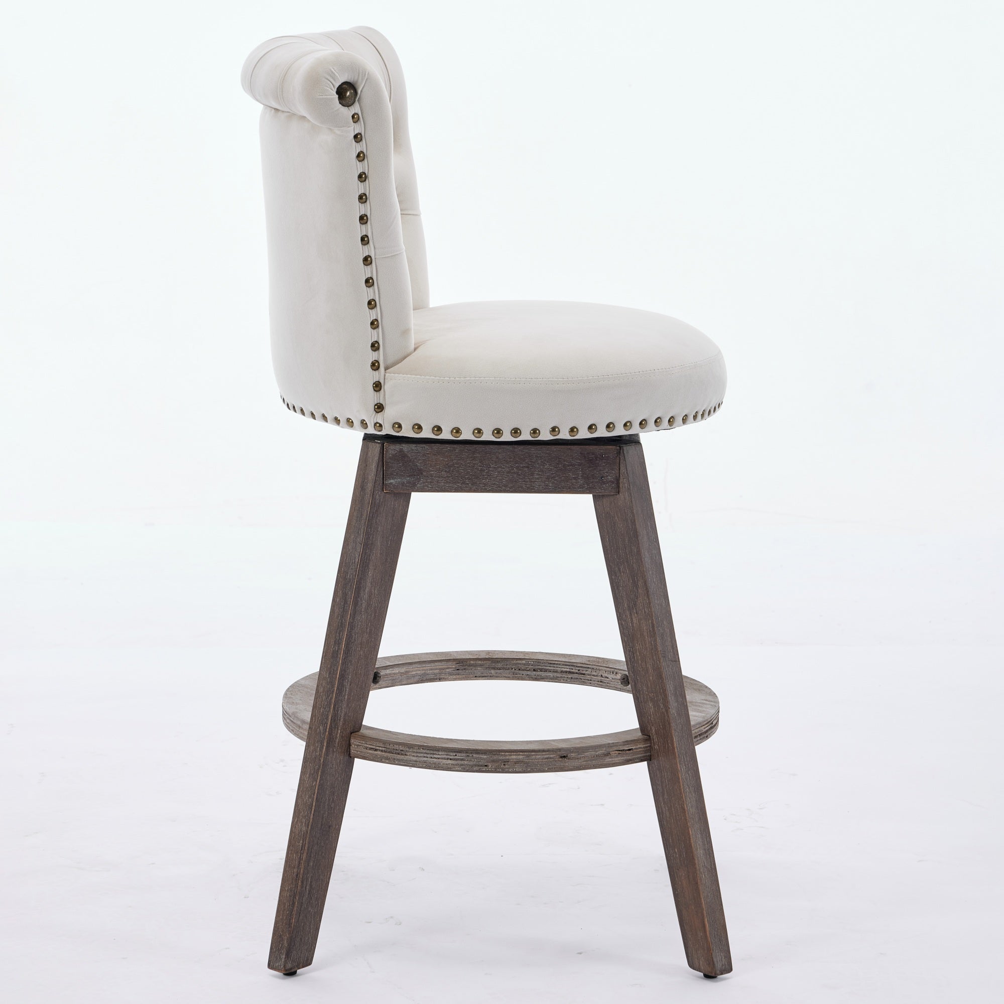 Barossa 26" Tufted Velvet Swivel Counter Height Bar Stool Set of 2 with Backrest