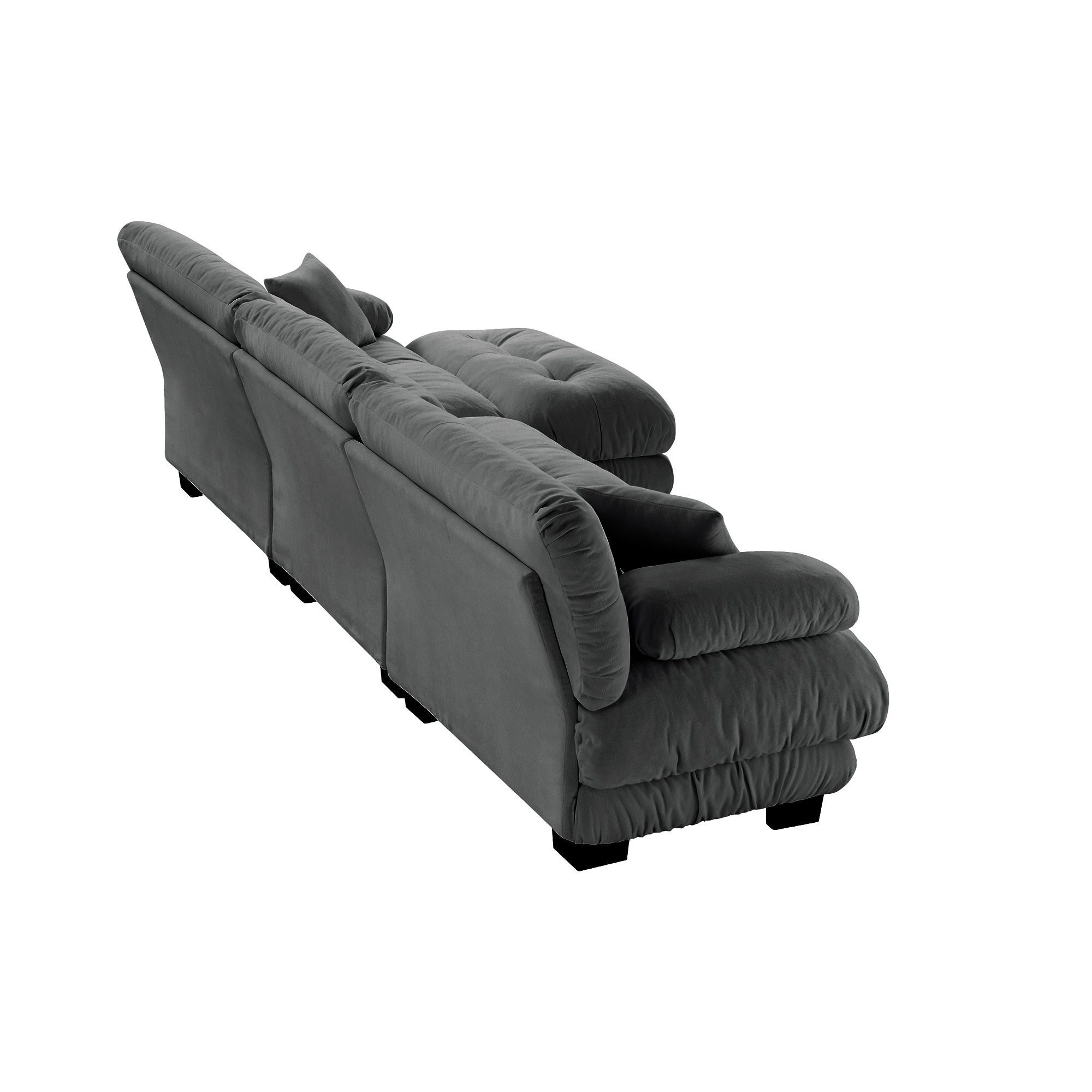 Monterey 134" Modular Chenille Cloud L-Shaped Sectional Sofa with Convertible Ottoman