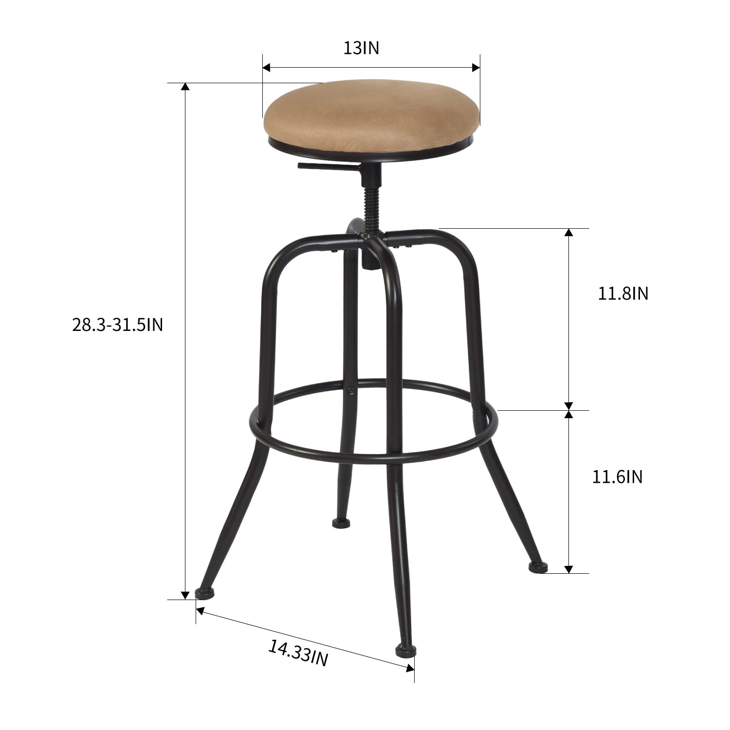 Open Box Homy Casa ANACLETUS SUEDE 12.8" L x 16.54" W Bar Stool for Home and Workspace