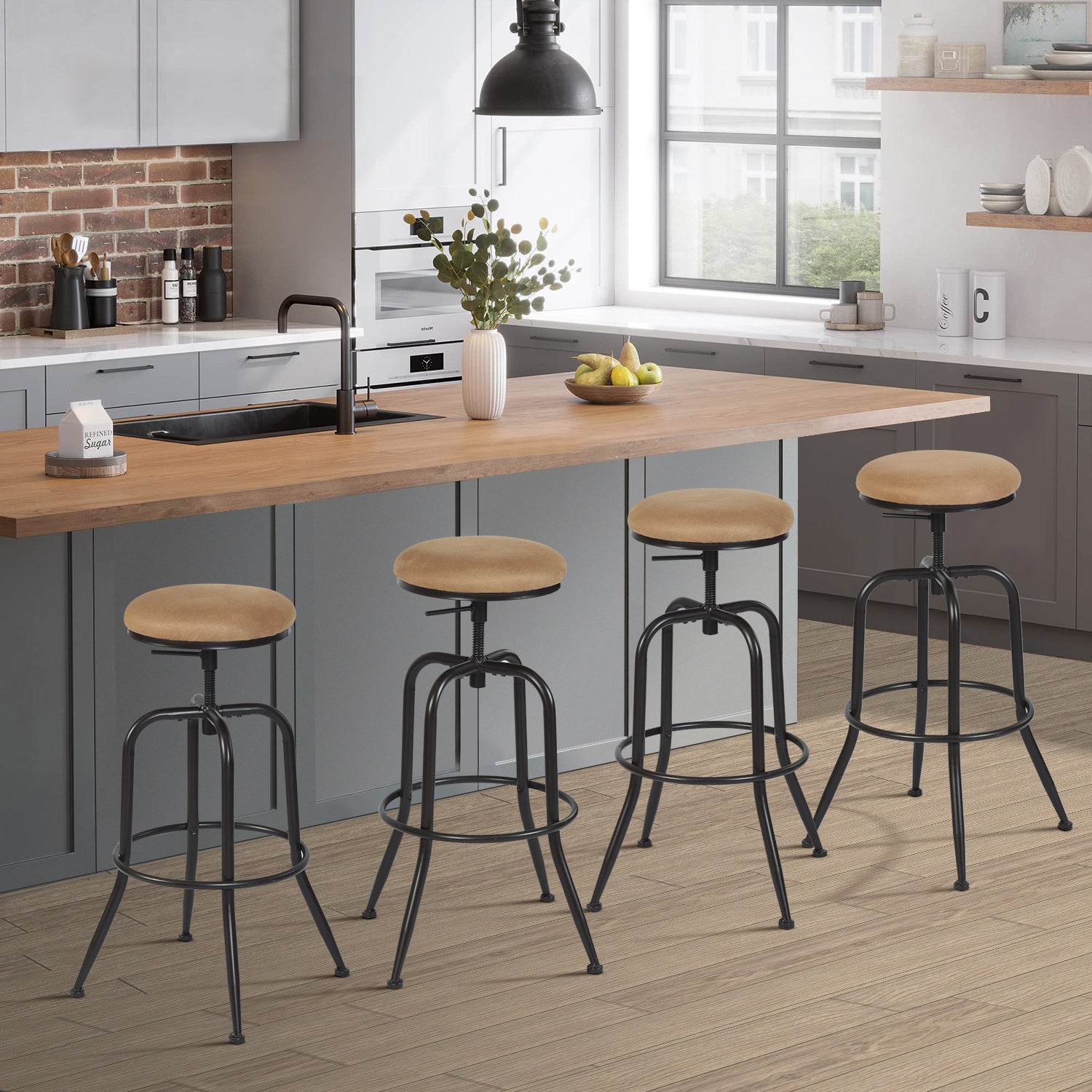 Open Box Homy Casa ANACLETUS SUEDE 12.8" L x 16.54" W Bar Stool for Home and Workspace