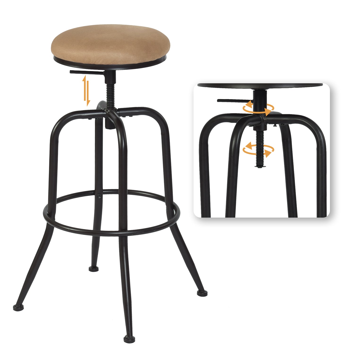 Open Box Homy Casa ANACLETUS SUEDE 12.8" L x 16.54" W Bar Stool for Home and Workspace