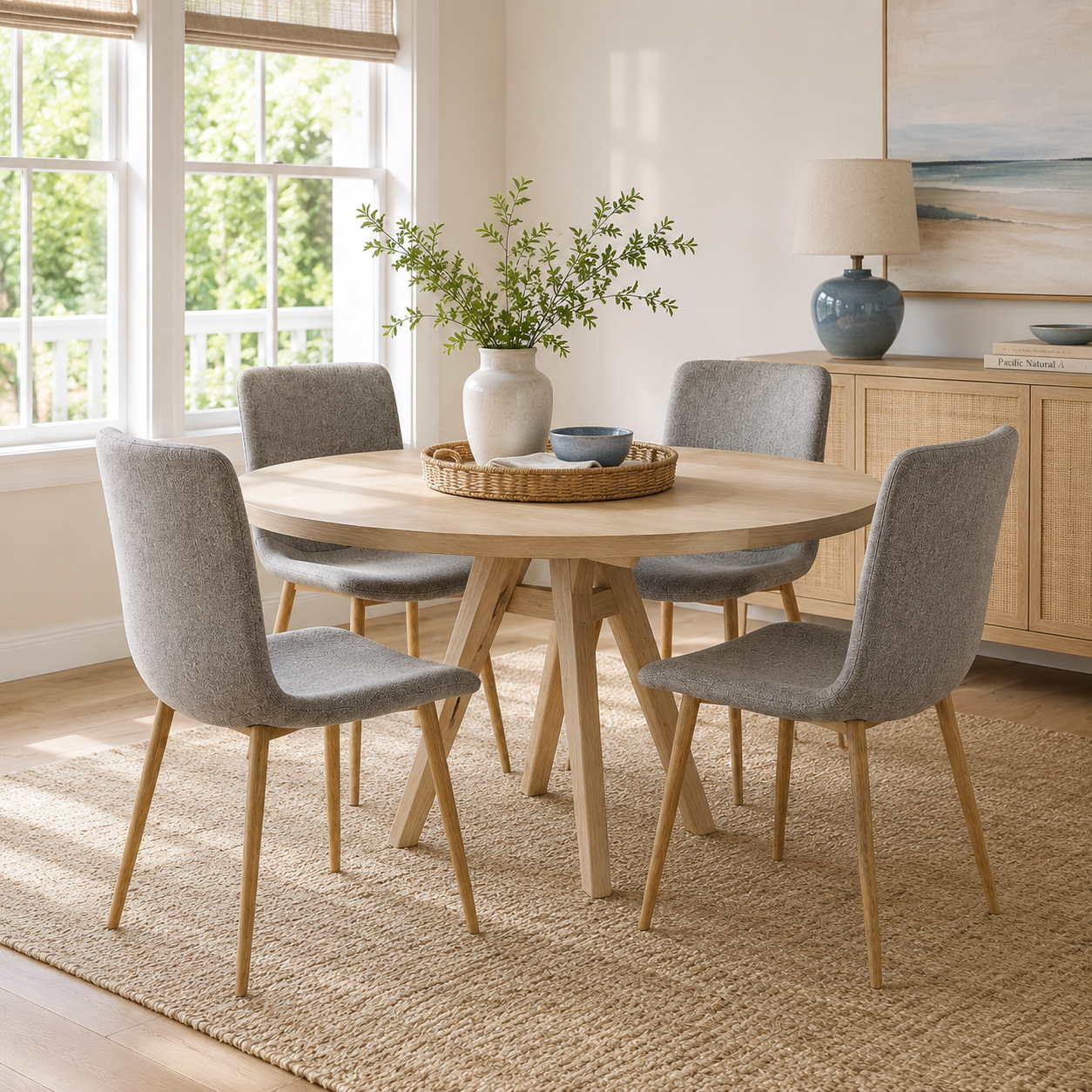 Scargill Modern Upholstered Dining Chairs with Oak Wood-Tone Legs Set of 4