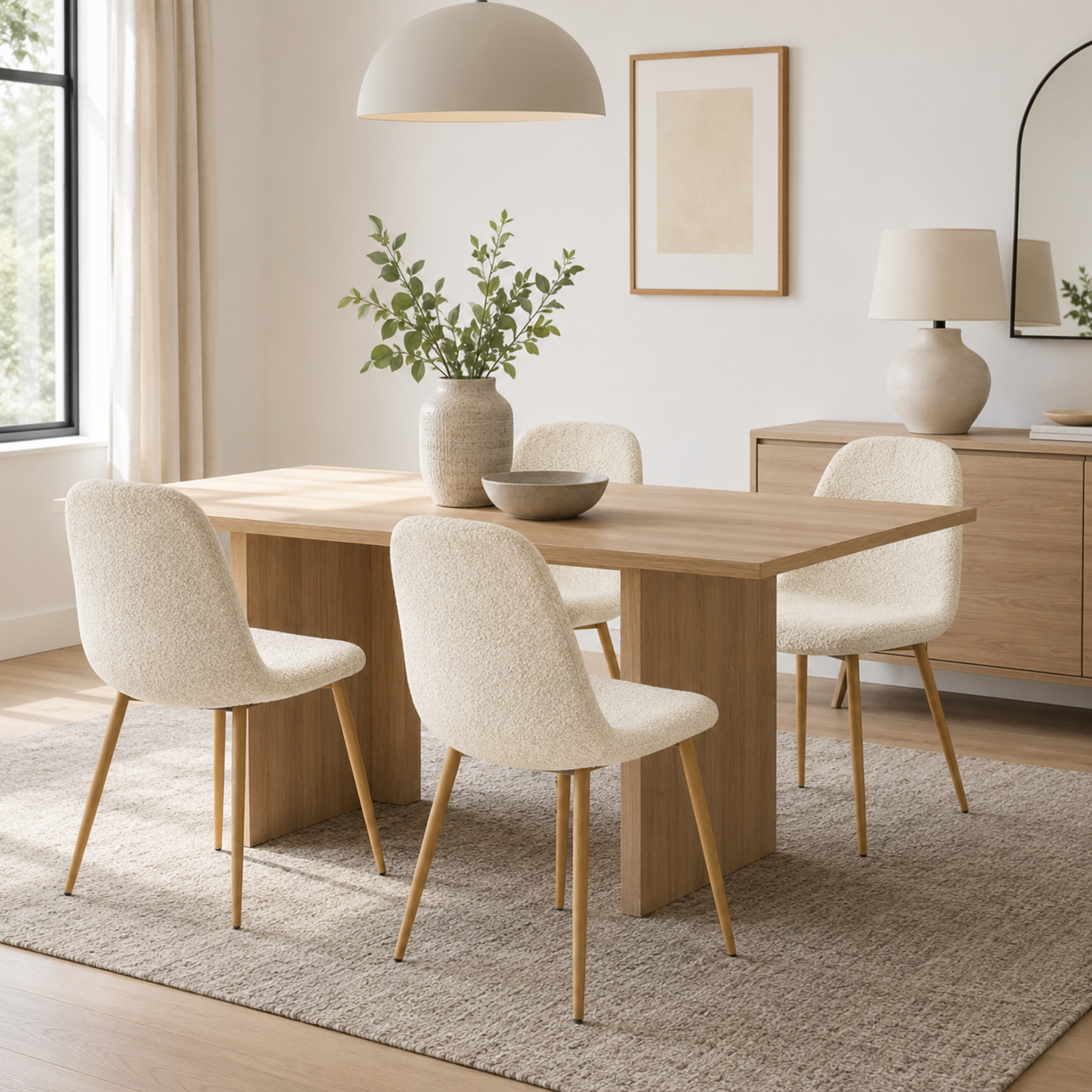 Charlton Fleece Shell Dining Chairs with Wood-Tone Legs Set of 4