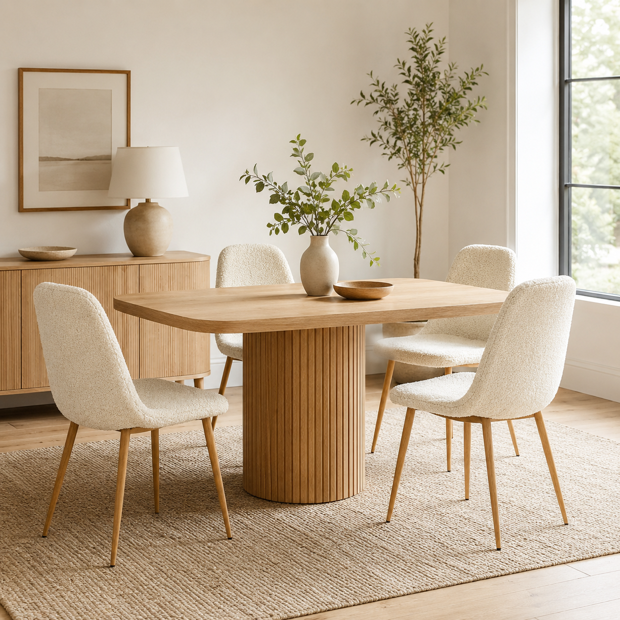Charlton Fleece Shell Dining Chairs with Wood-Tone Legs Set of 4