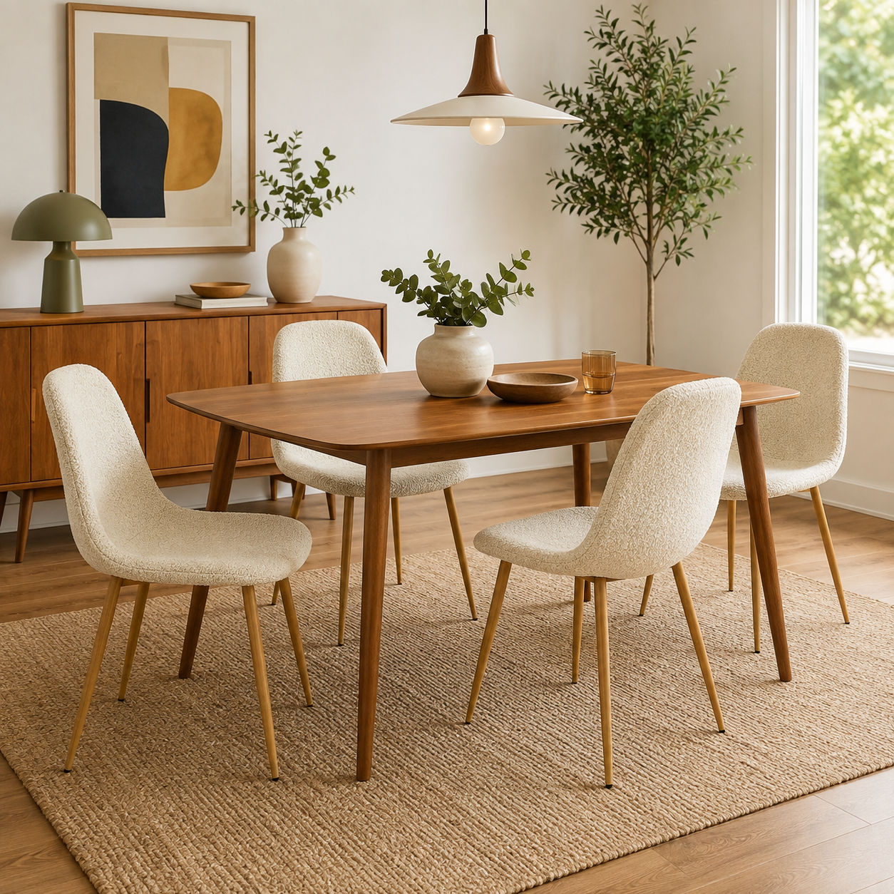 Charlton Fleece Shell Dining Chairs with Wood-Tone Legs Set of 4