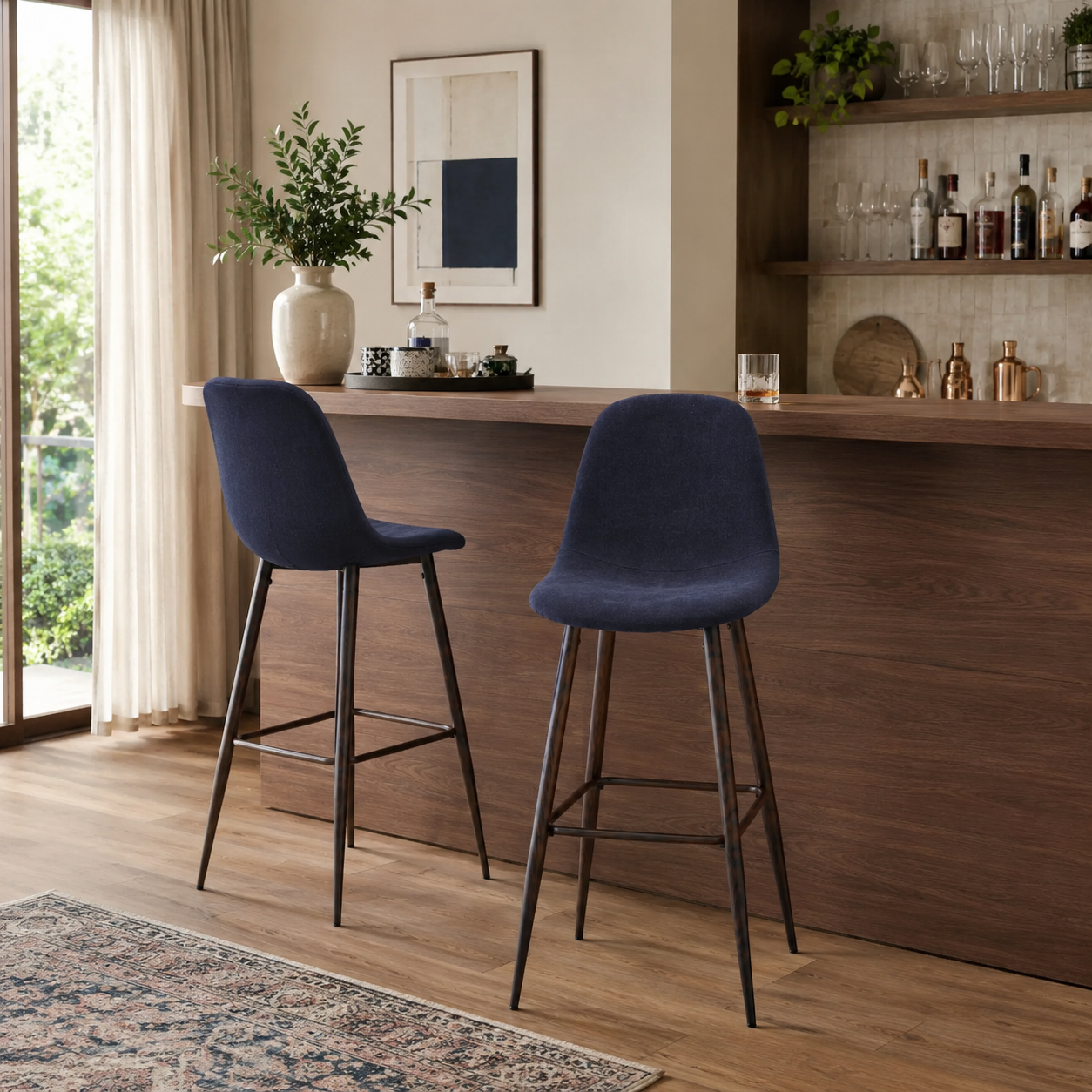 Charlton 30" Upholstered Bar Stools with Back Bar Chair Set of 2