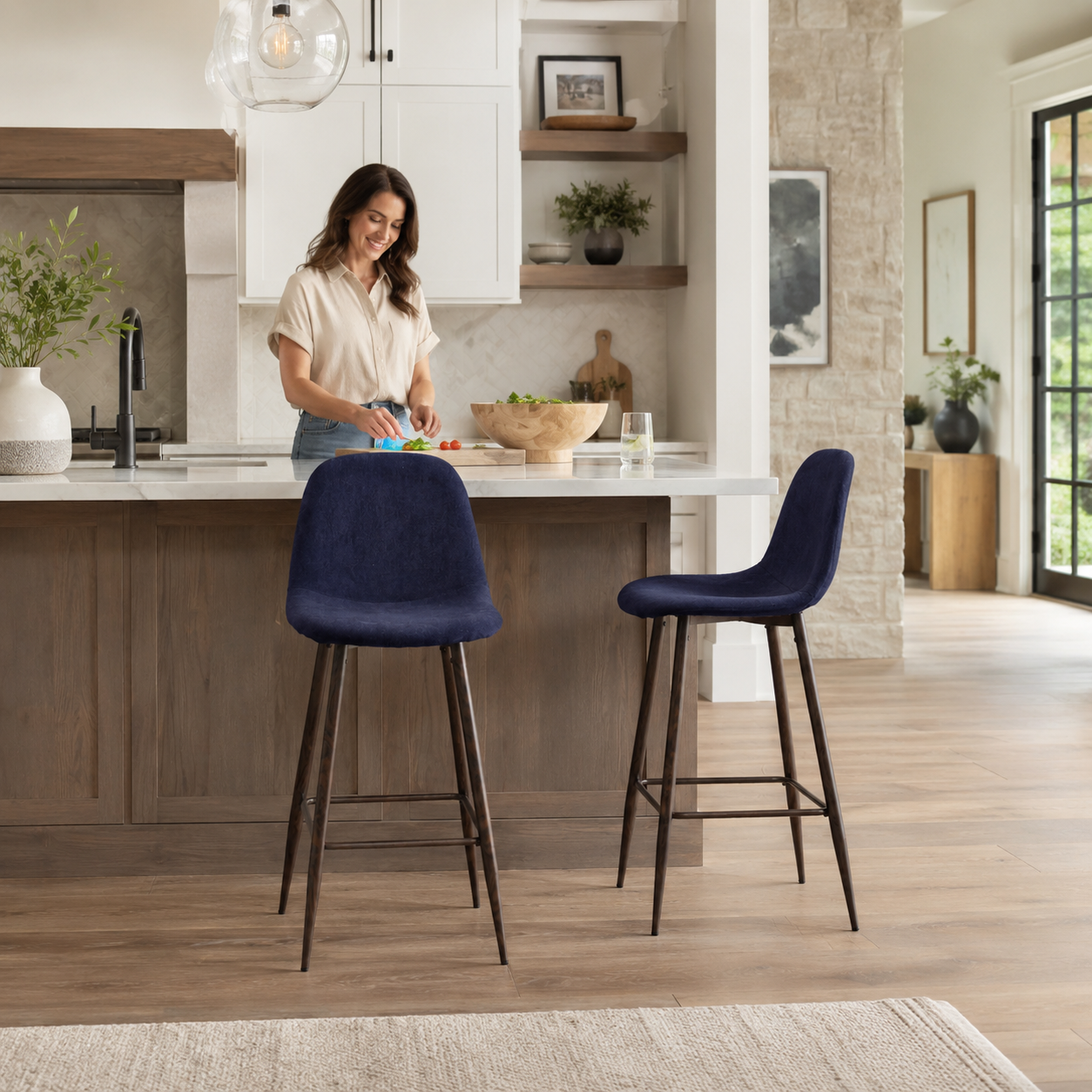 Charlton 30" Upholstered Bar Stools with Back Bar Chair Set of 2