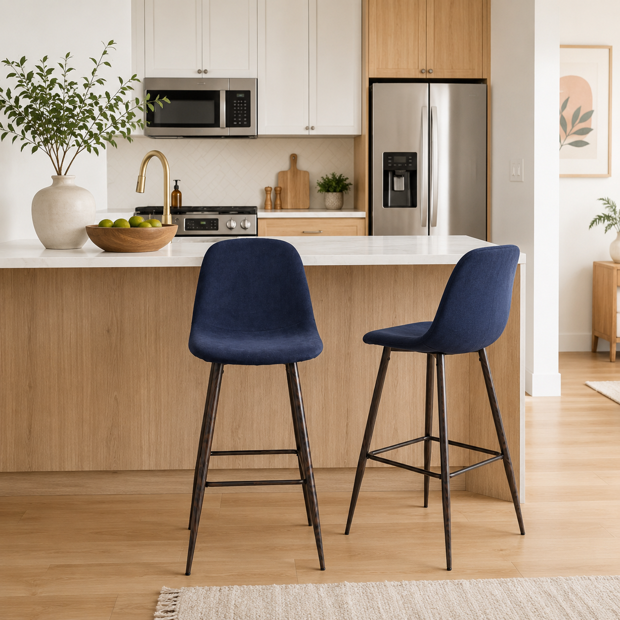 Charlton 30" Upholstered Bar Stools with Back Bar Chair Set of 2