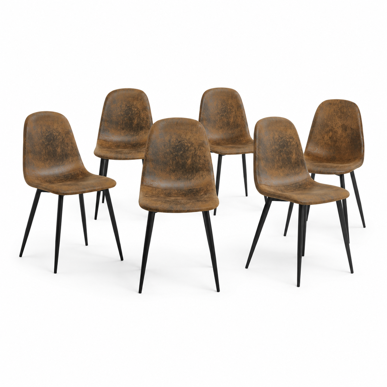 Charlton Suede Shell Dining Chairs with Black Metal Legs Set of 6