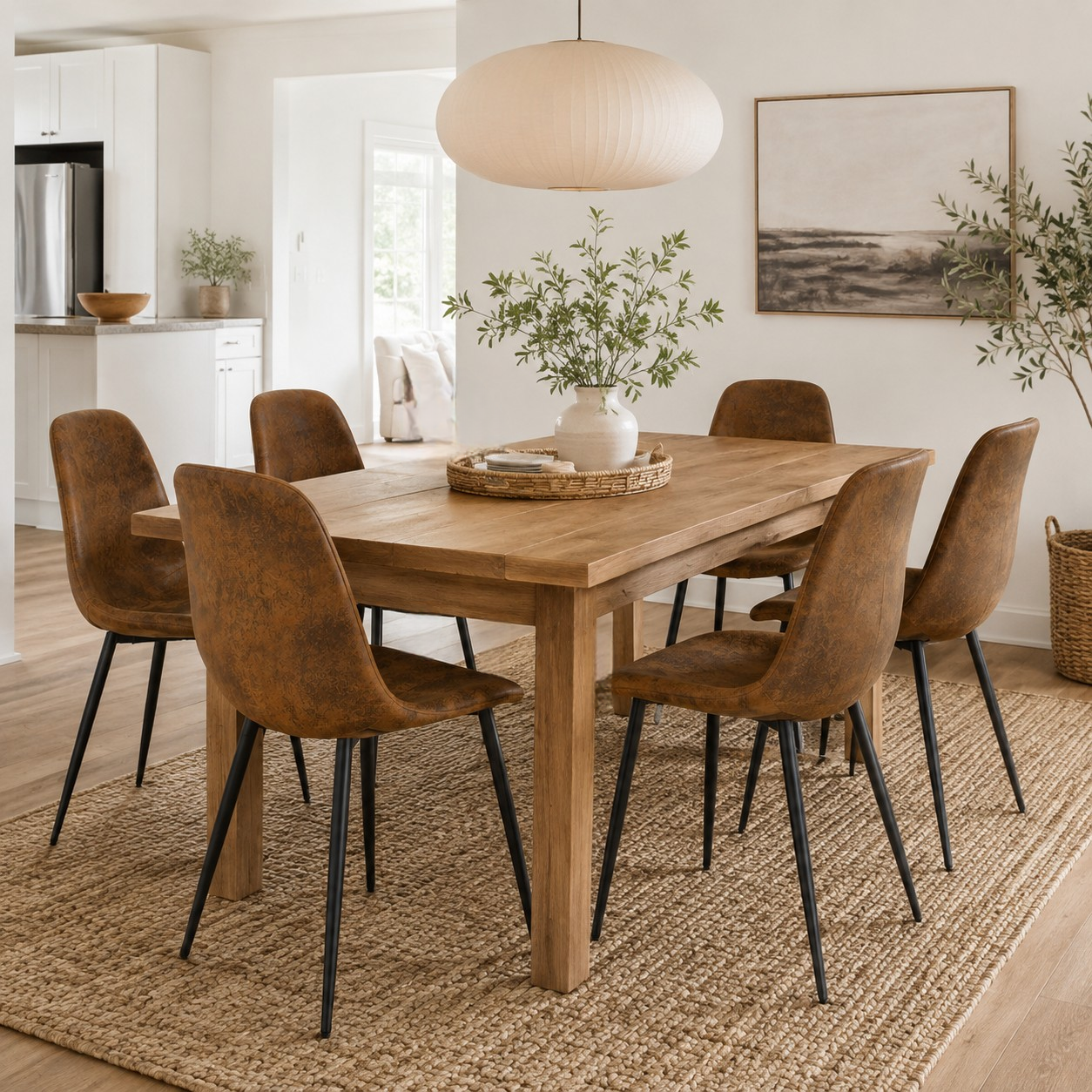 Charlton Suede Shell Dining Chairs with Black Metal Legs Set of 6
