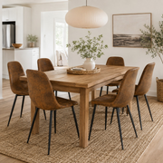 Charlton Suede Shell Dining Chairs with Black Metal Legs Set of 6