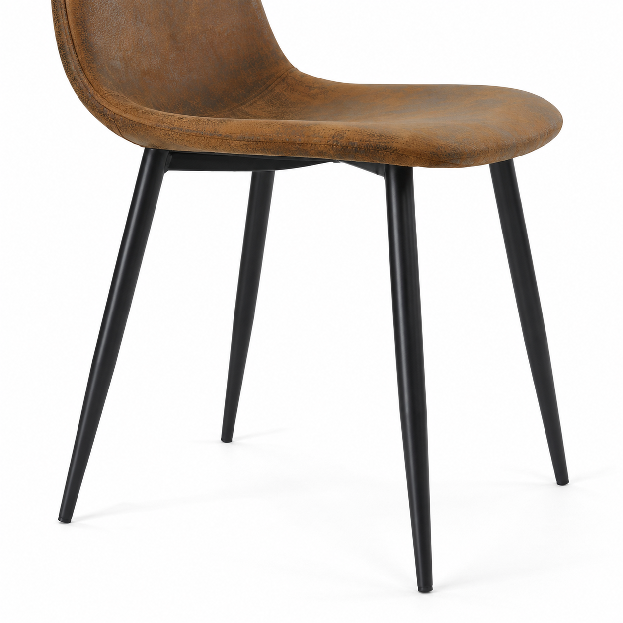 Charlton Suede Shell Dining Chairs with Black Metal Legs Set of 6