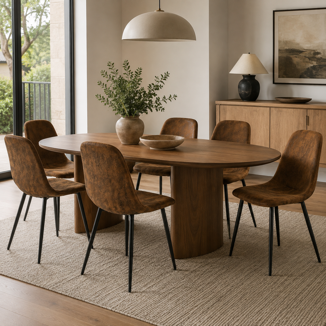 Charlton Suede Shell Dining Chairs with Black Metal Legs Set of 6