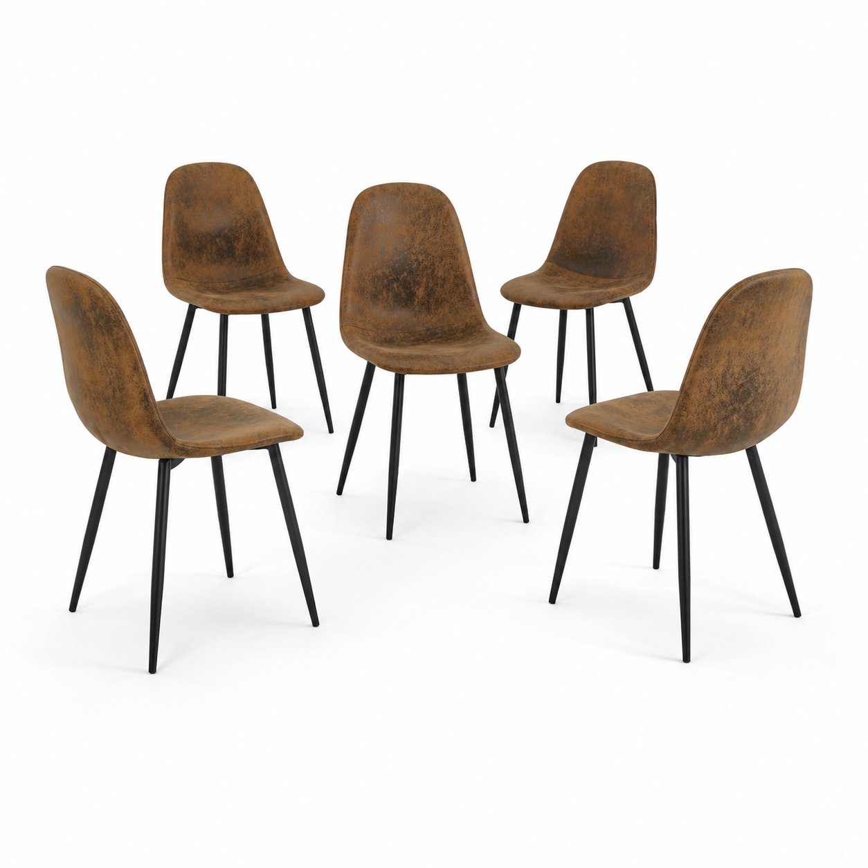 Charlton Suede Shell Dining Chairs with Black Metal Legs Set of 6