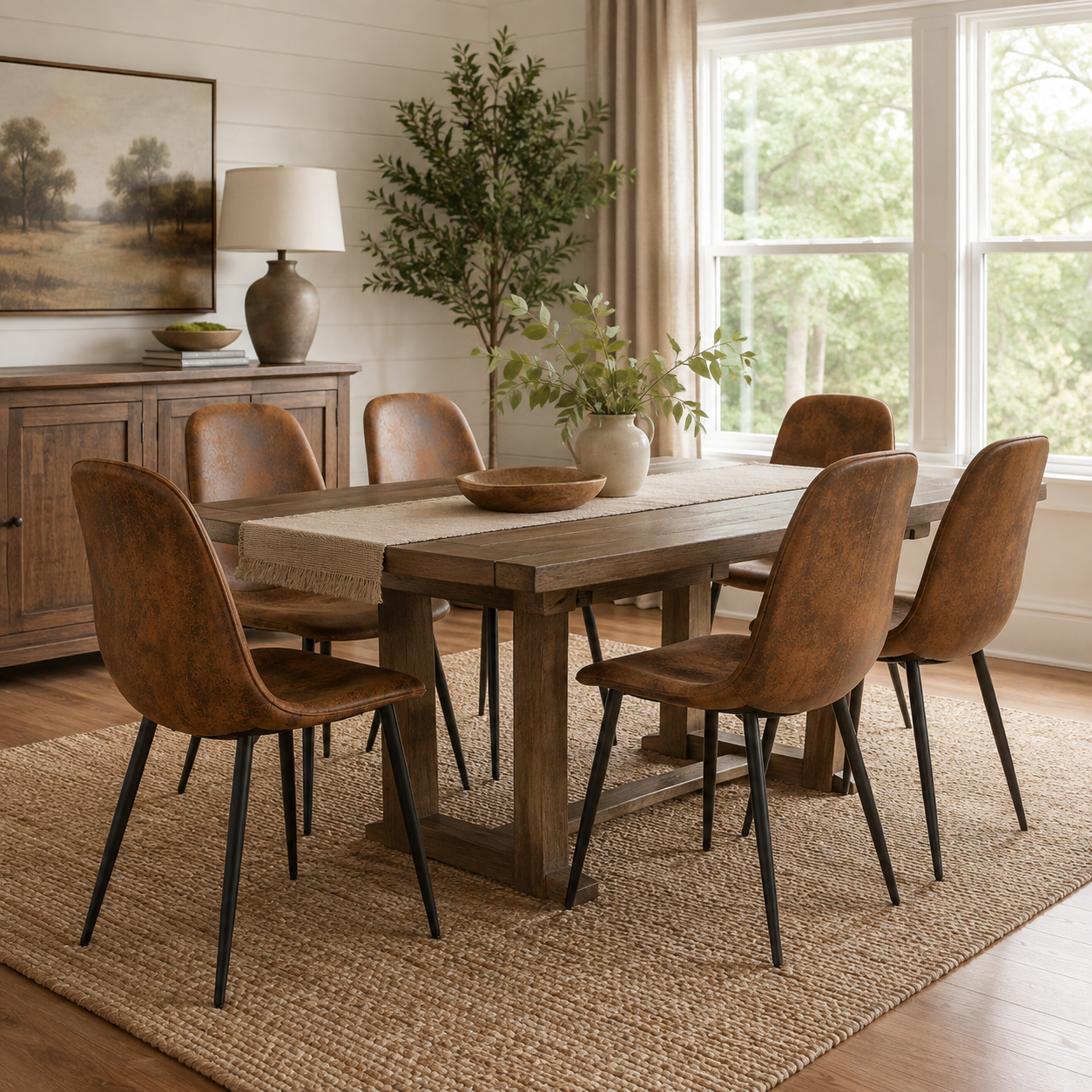 Charlton Suede Shell Dining Chairs with Black Metal Legs Set of 6