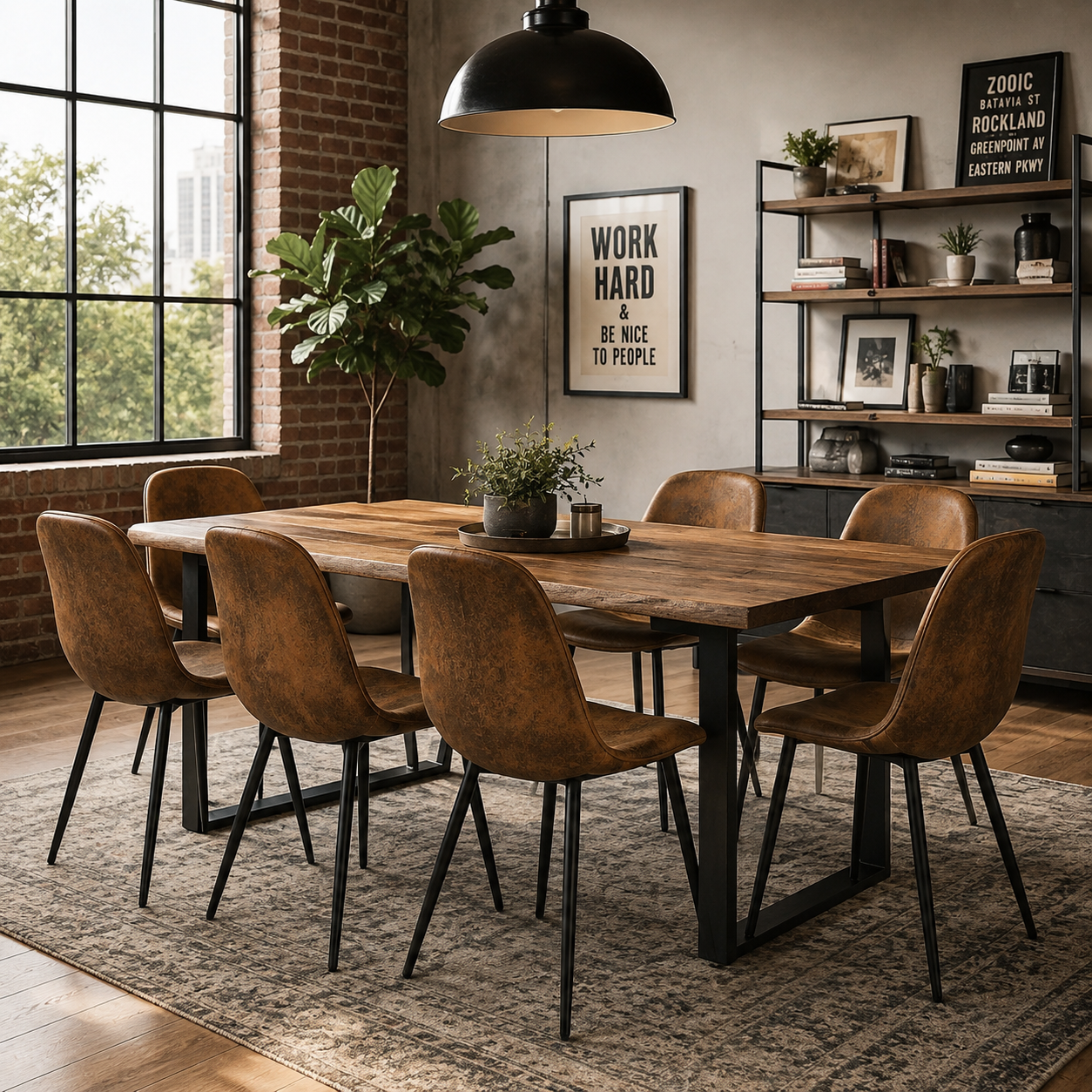 Charlton Suede Shell Dining Chairs with Black Metal Legs Set of 6