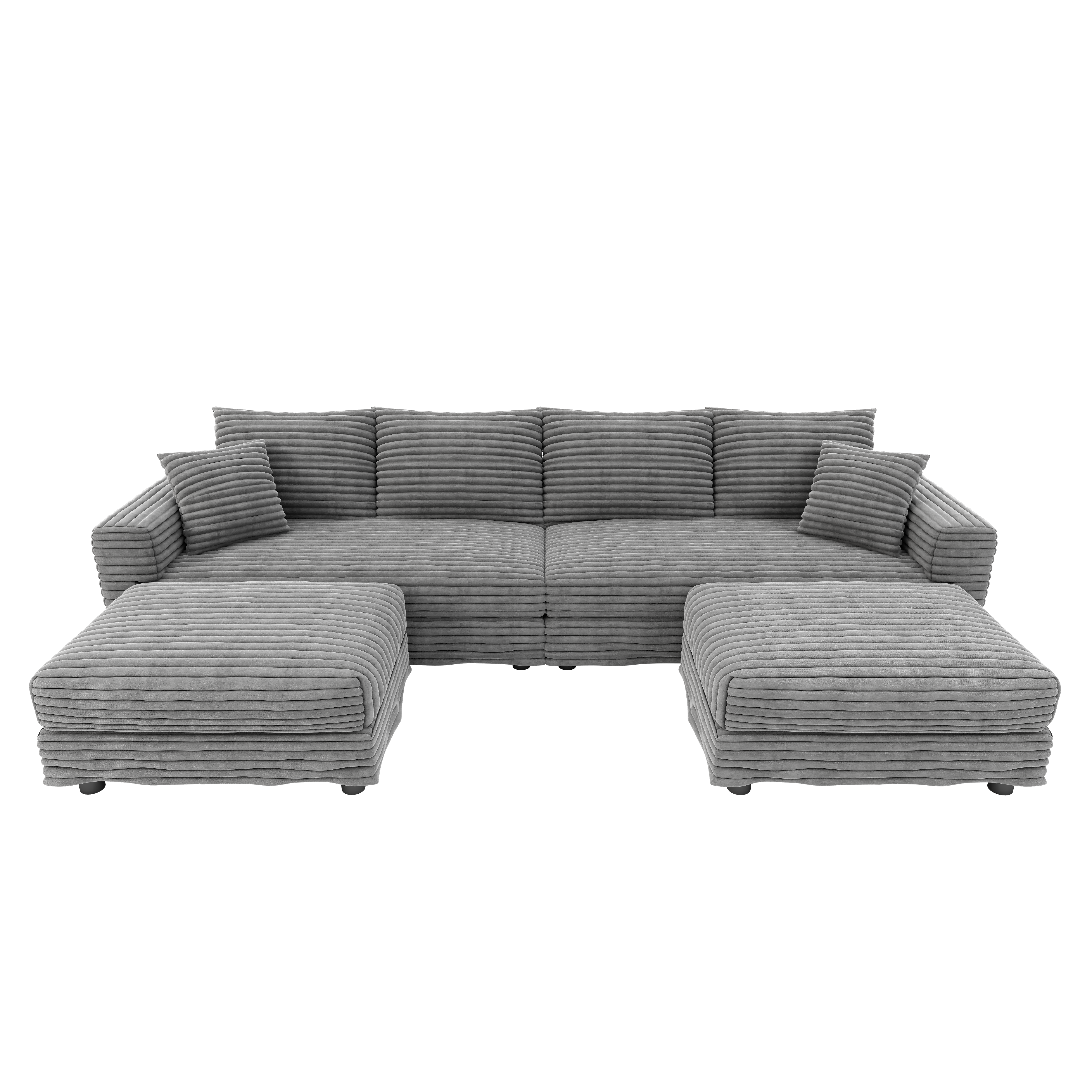 Norwalk 102" Modular Plush Corduroy U-Shaped Sectional Sofa with 2 Movable Ottomans