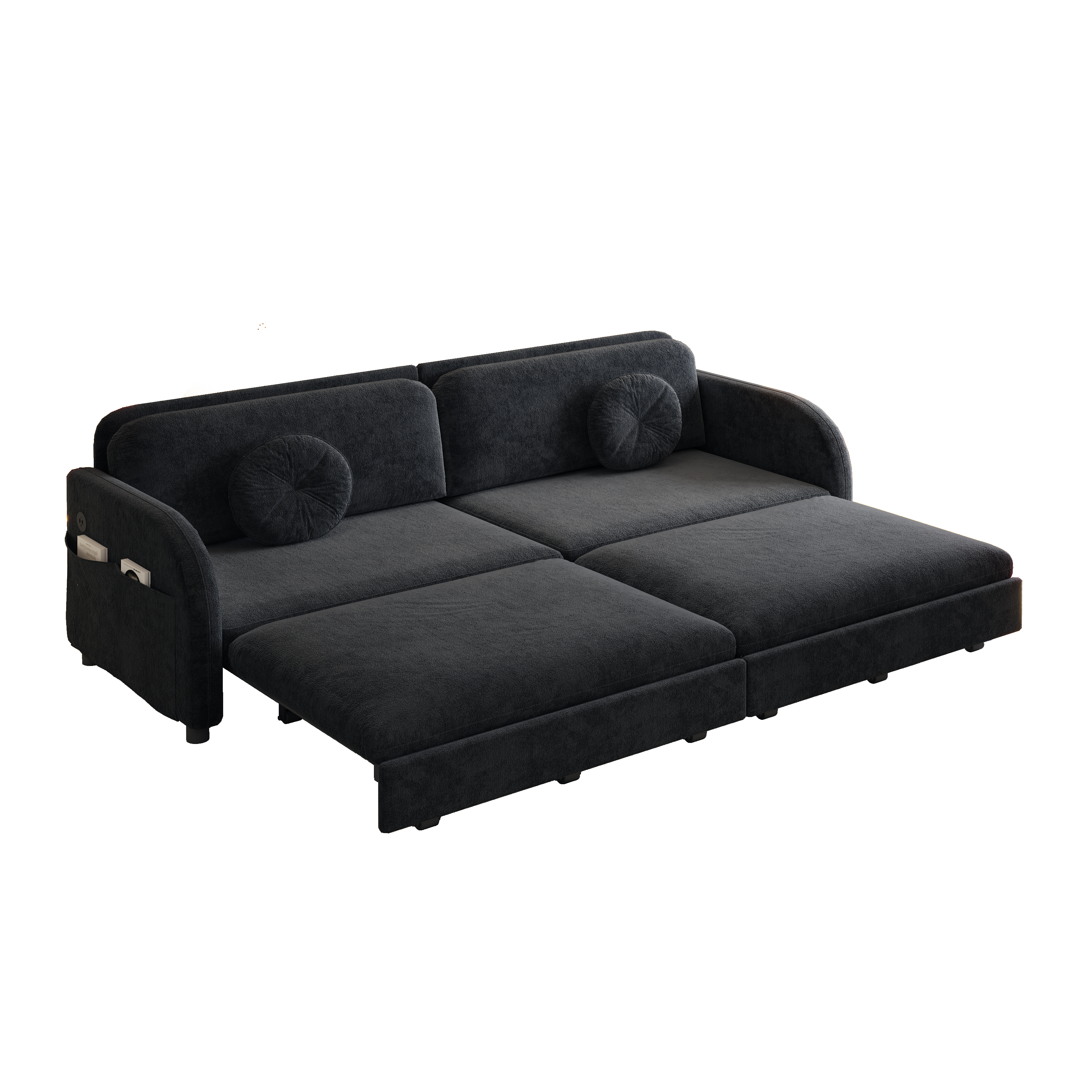 Layton 81" Upholstered Pull-Out Sleeper Sofa with Side Pocket and USB Port