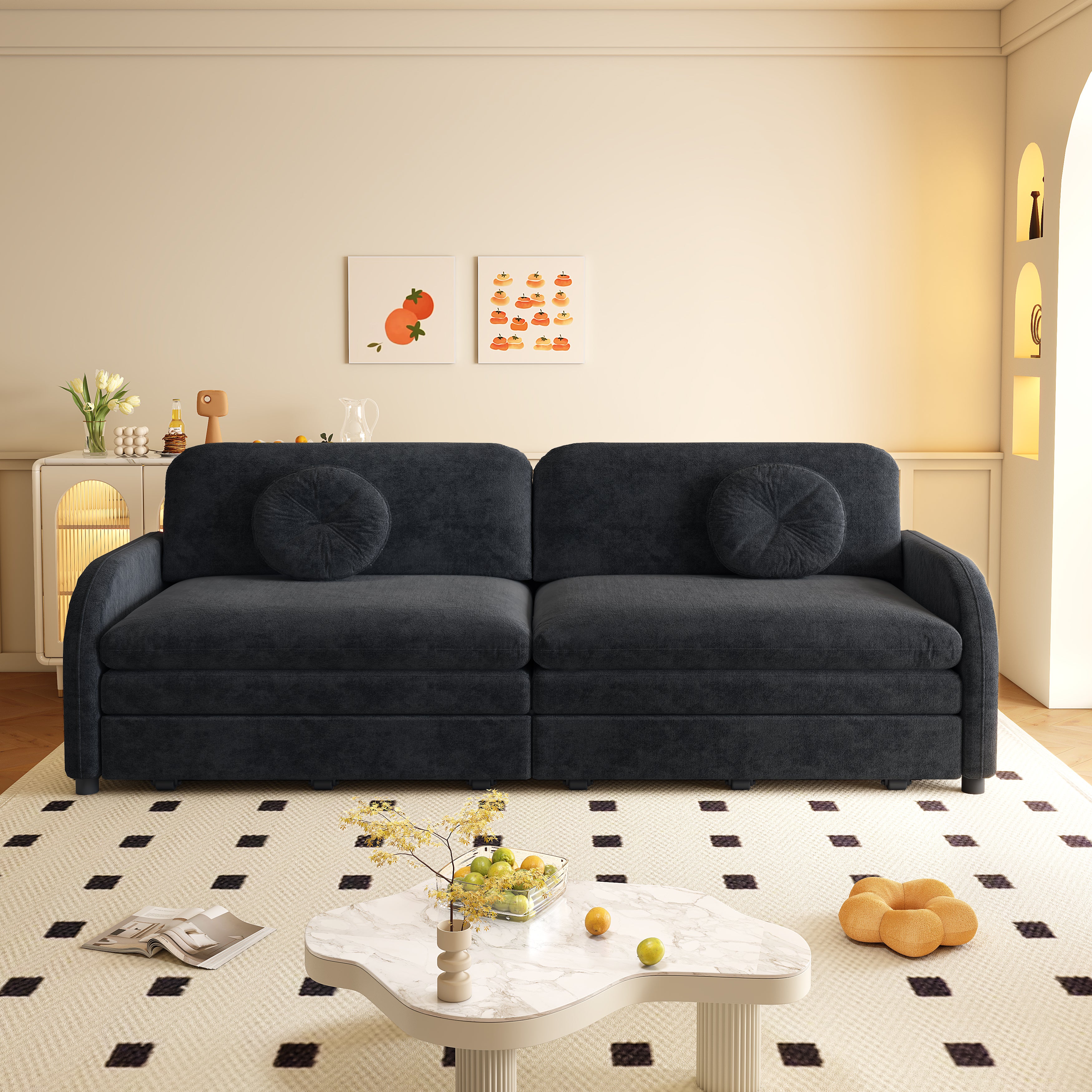Layton 81" Upholstered Pull-Out Sleeper Sofa with Side Pocket and USB Port