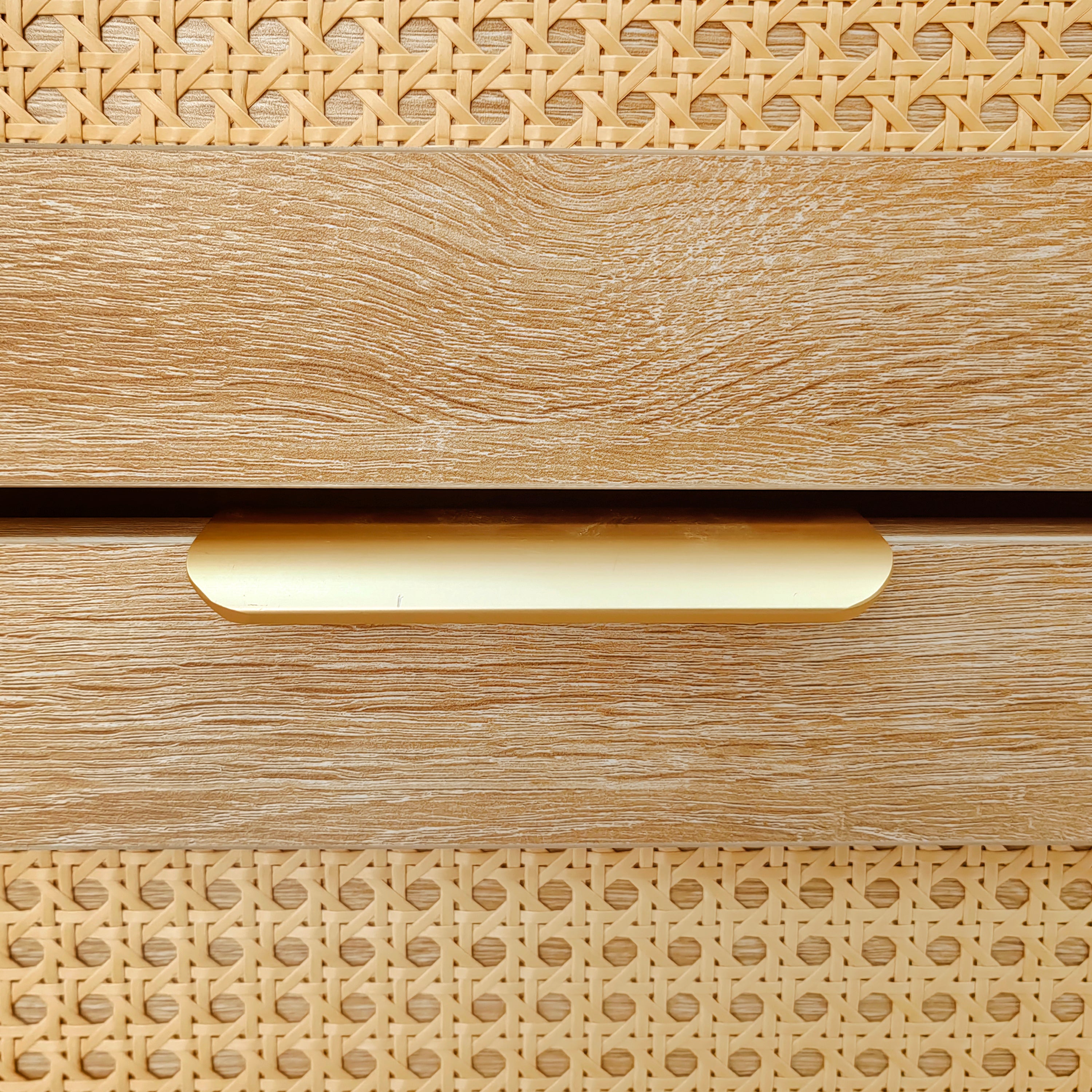 Willow Rattan Shoe Storage Cabinet with Flip Drawers & Bench, Natural Wood Finish