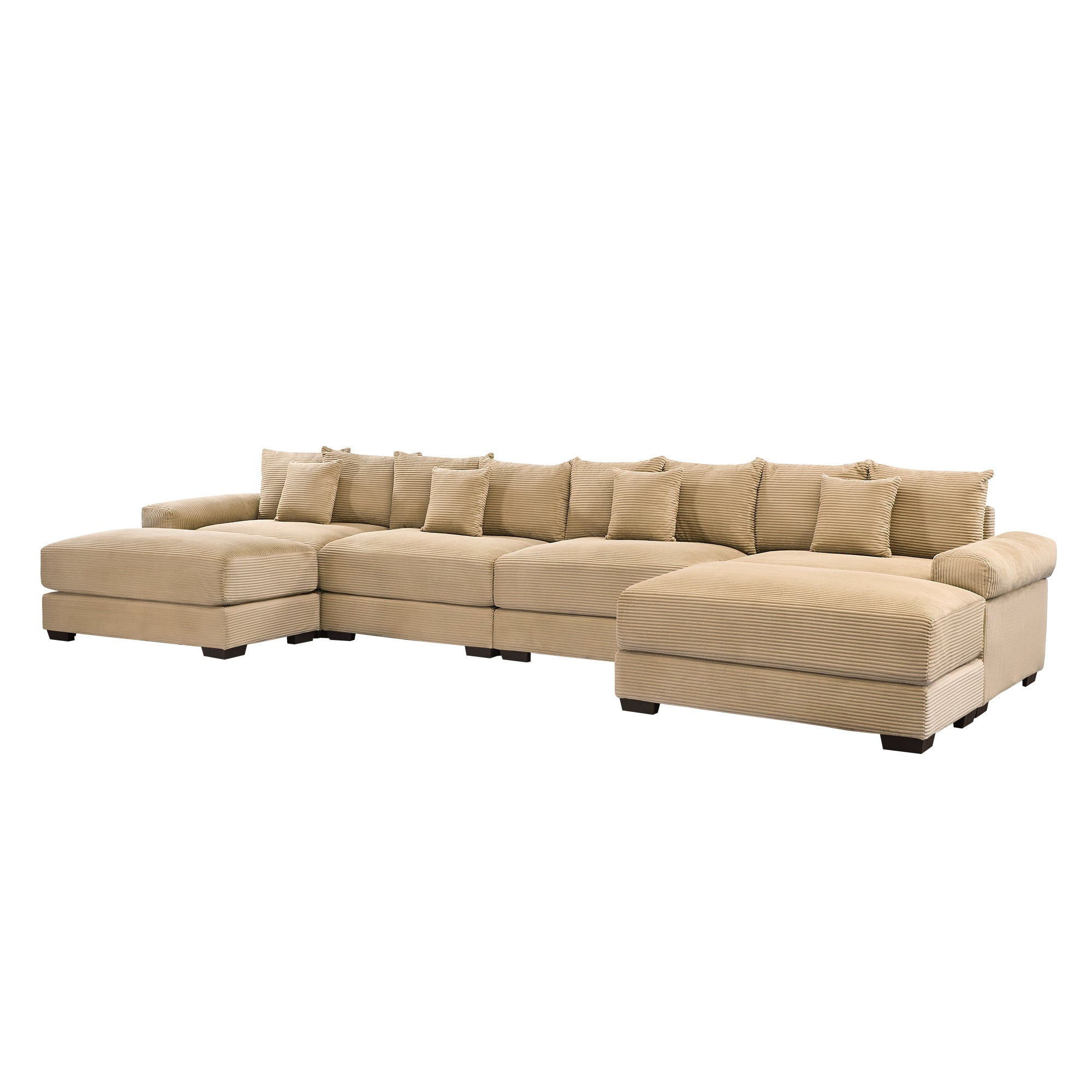 Albany 168" Modular Corduroy Cloud U-Shaped Sectional Sofa with Ottomans