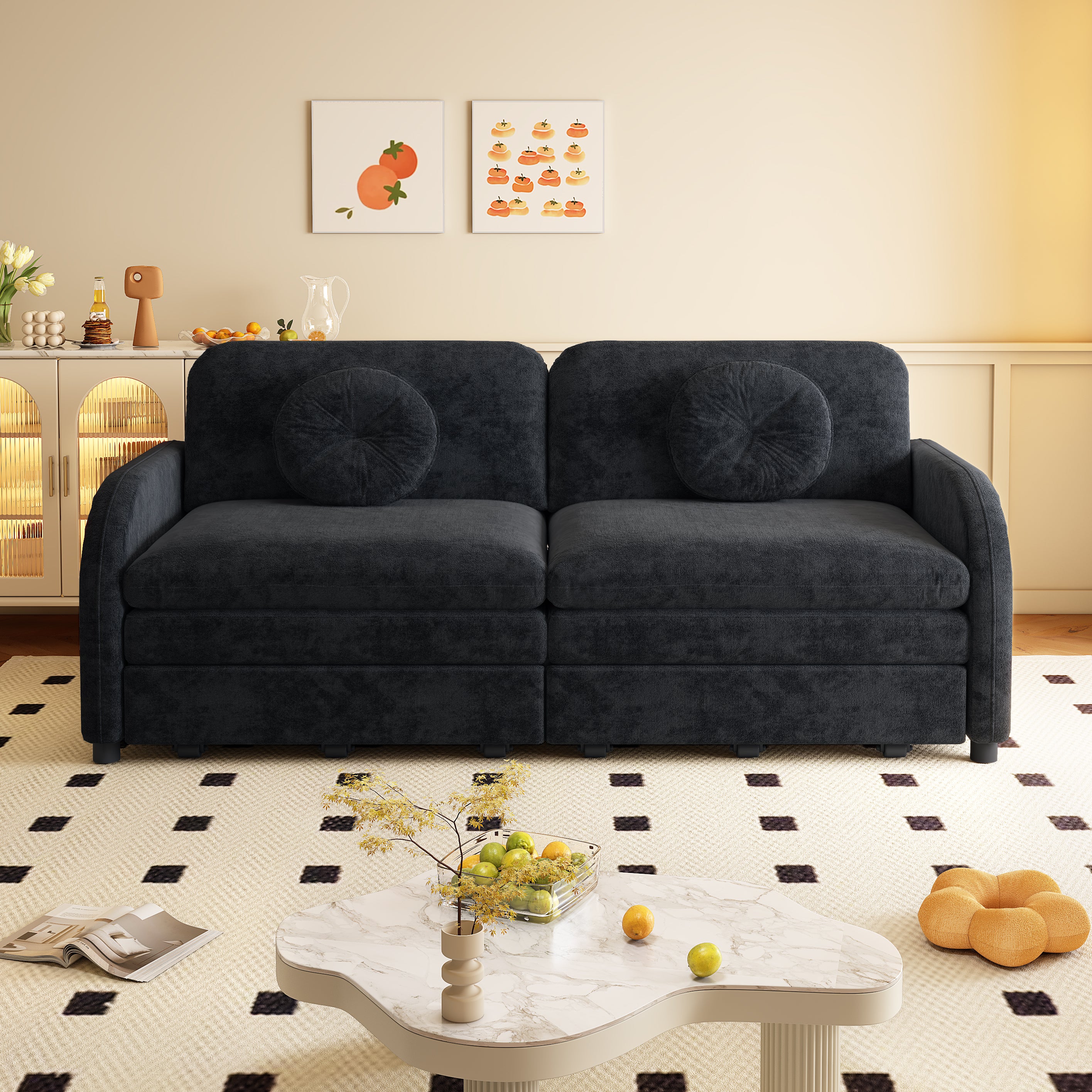 Layton 65" Upholstered Pull-Out Sleeper Sofa with Side Pocket and USB Port