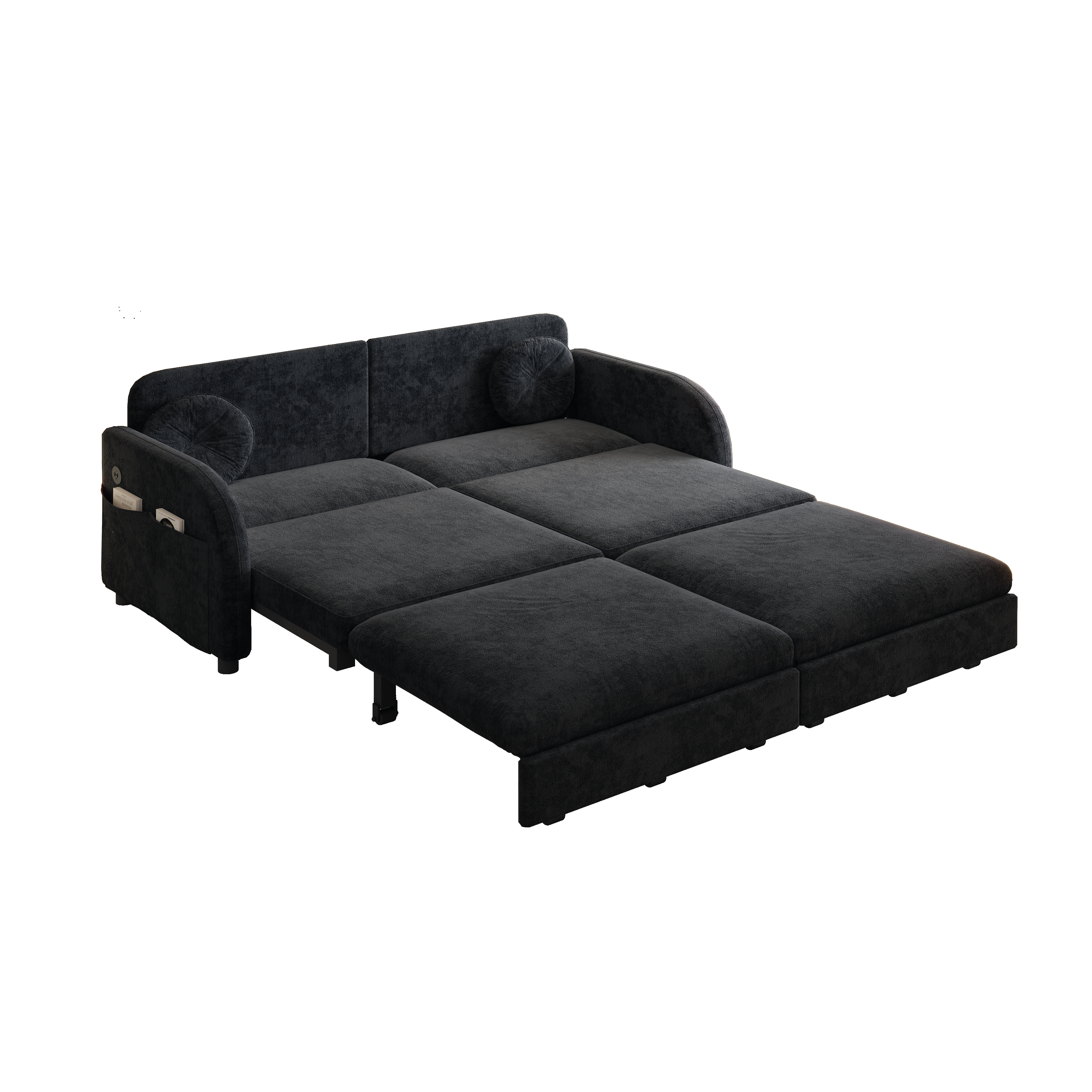 Layton 65" Upholstered Pull-Out Sleeper Sofa with Side Pocket and USB Port