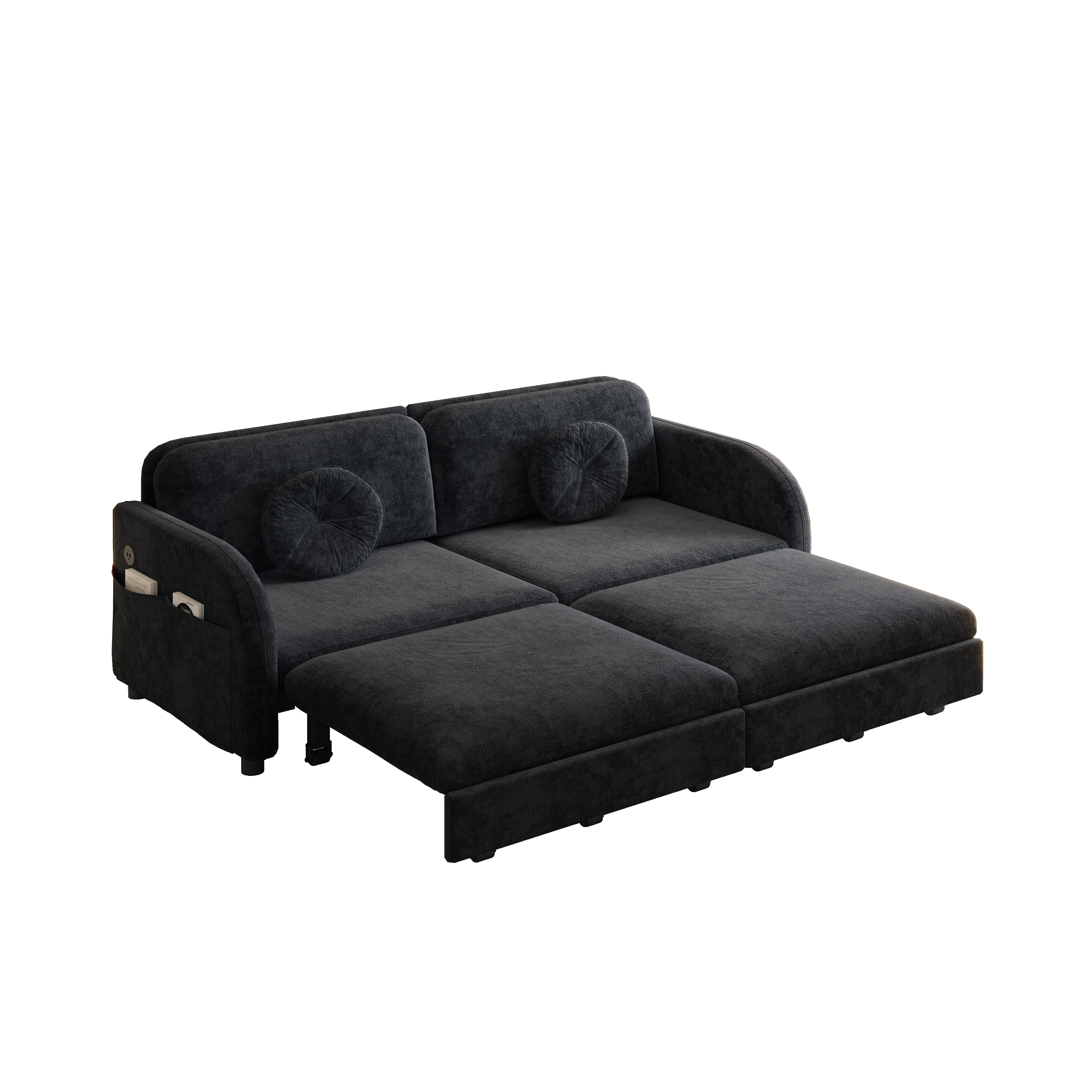 Layton 65" Upholstered Pull-Out Sleeper Sofa with Side Pocket and USB Port