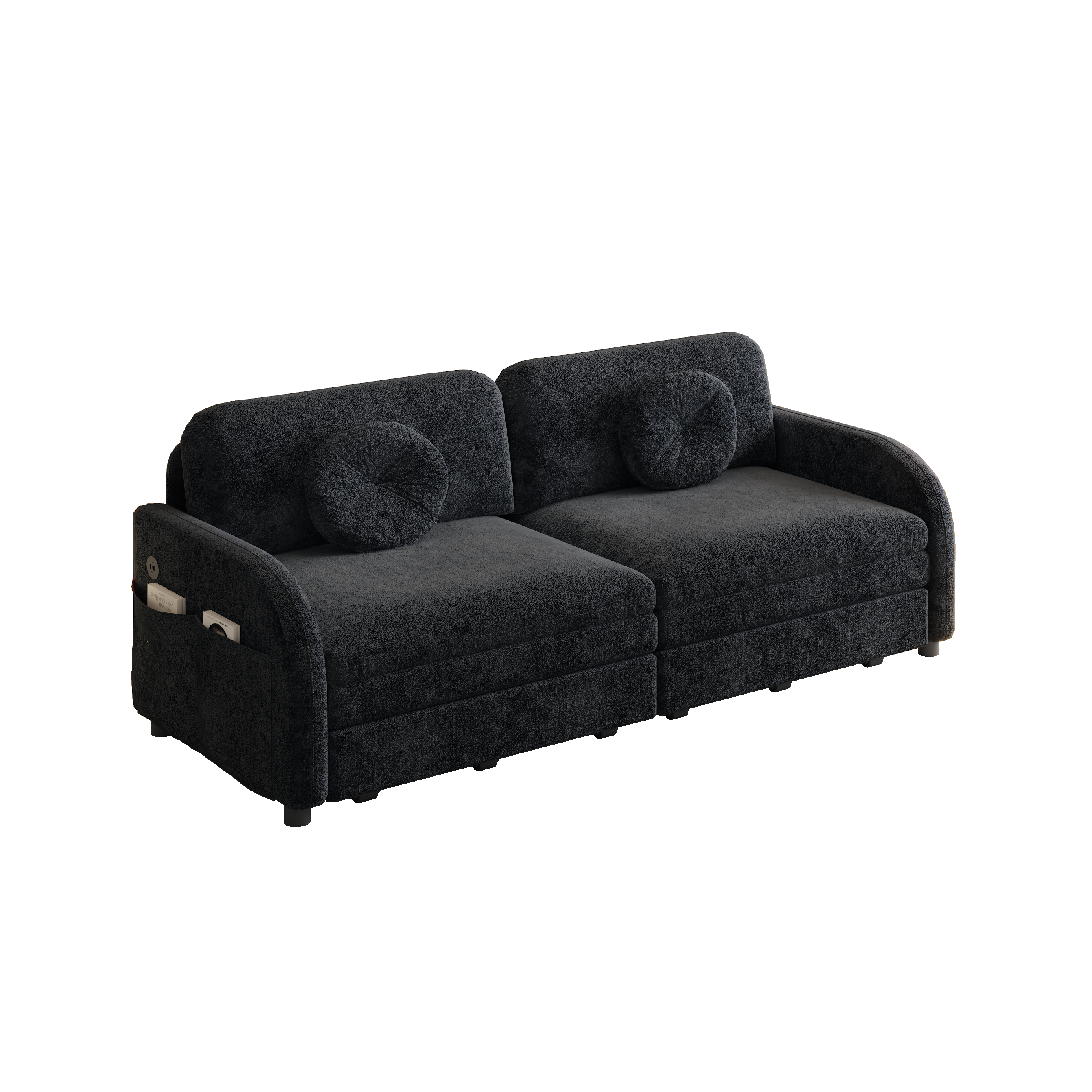 Layton 65" Upholstered Pull-Out Sleeper Sofa with Side Pocket and USB Port