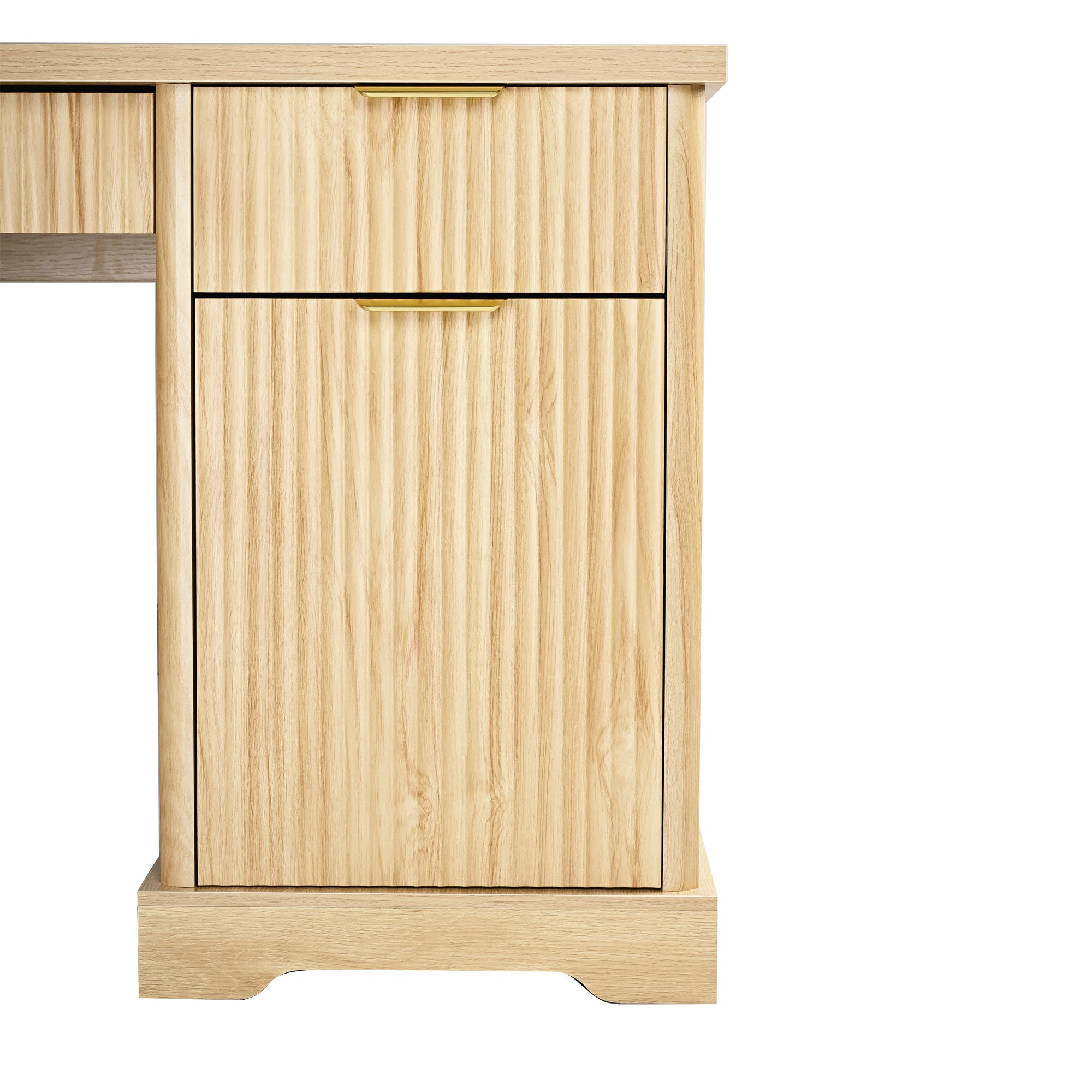 Vexon 55" Modern Fluted Writing Desk with Storage Cabinet and Charging Station