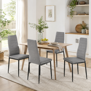 Ann High Back Upholstered Dining Chairs with Black Metal Legs Set of 4