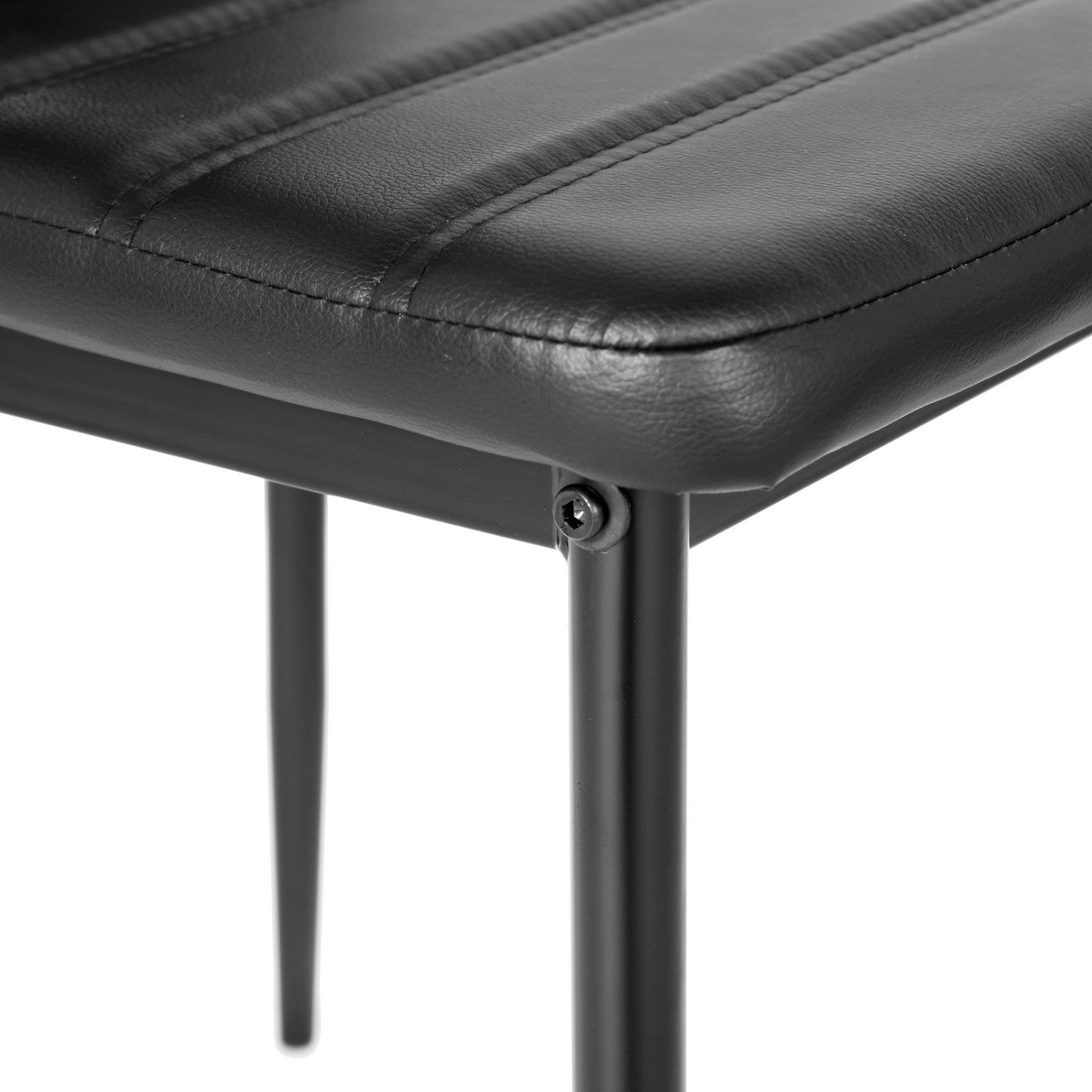 Homy Casa Hare 3PC Dining Set 31.5” Round Table with 2 ANN BLACK PVC Dining Chairs for Kitchen & Dining