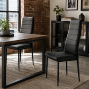 Ann High Back Faux Leather Dining Chairs with Black Metal Legs Set of 2