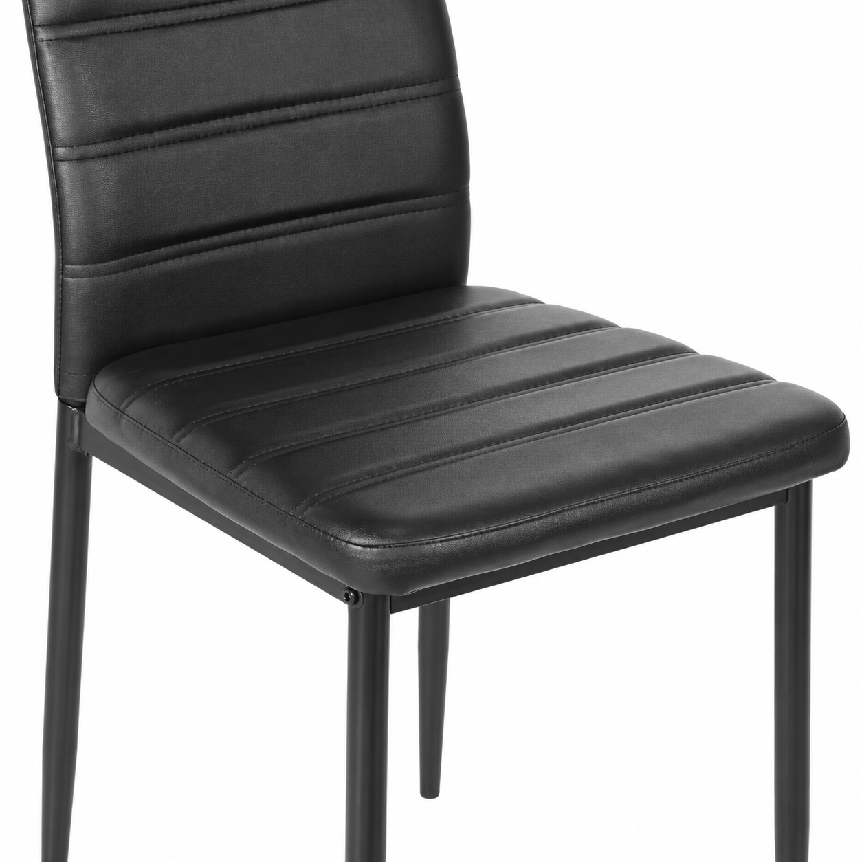 Ann High Back Faux Leather Dining Chairs with Black Metal Legs Set of 2