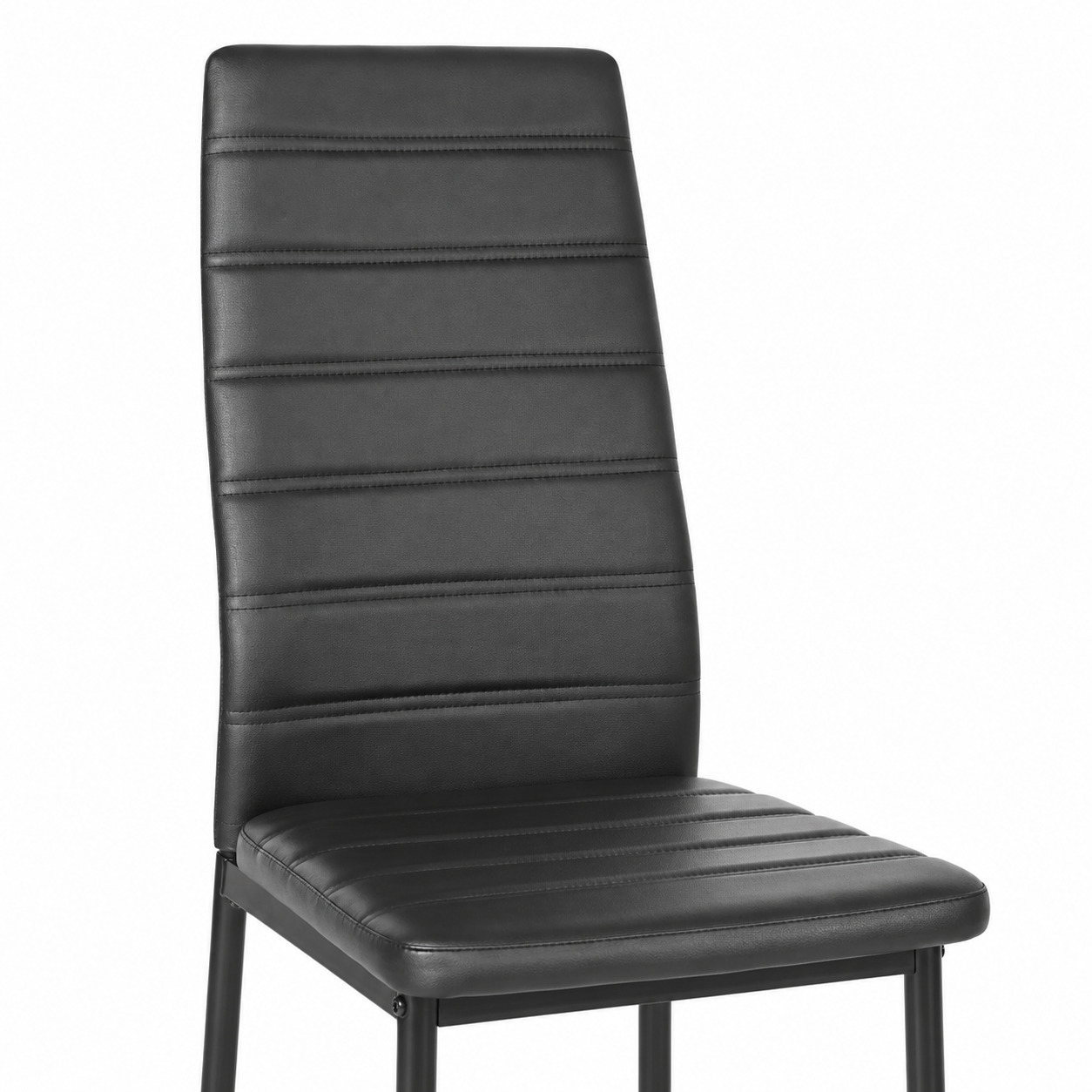Ann High Back Faux Leather Dining Chairs with Black Metal Legs Set of 2