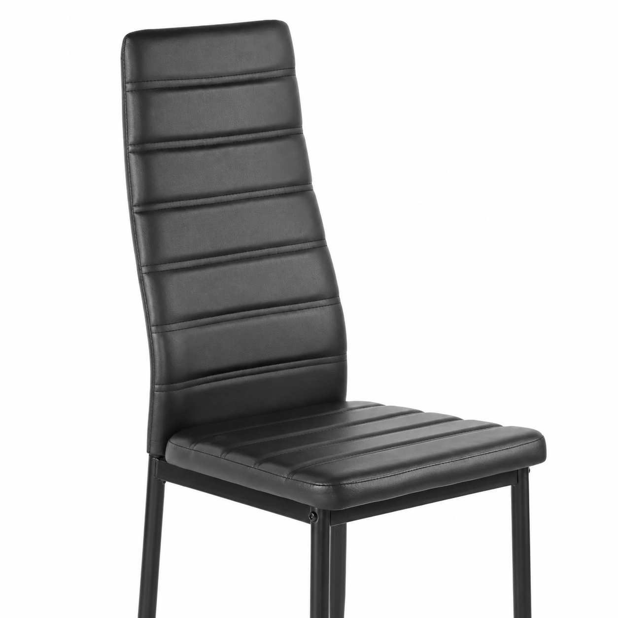 Ann High Back Faux Leather Dining Chairs with Black Metal Legs Set of 2
