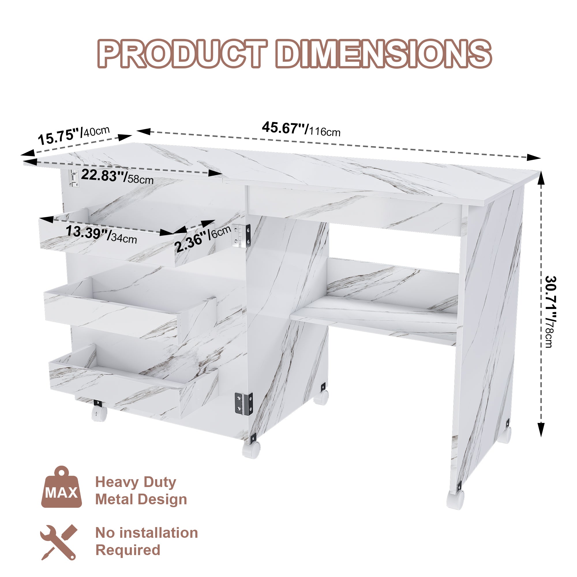 Homy Casa Nora 4 in 1 Folding Sewing Table Craft Desk and Storage