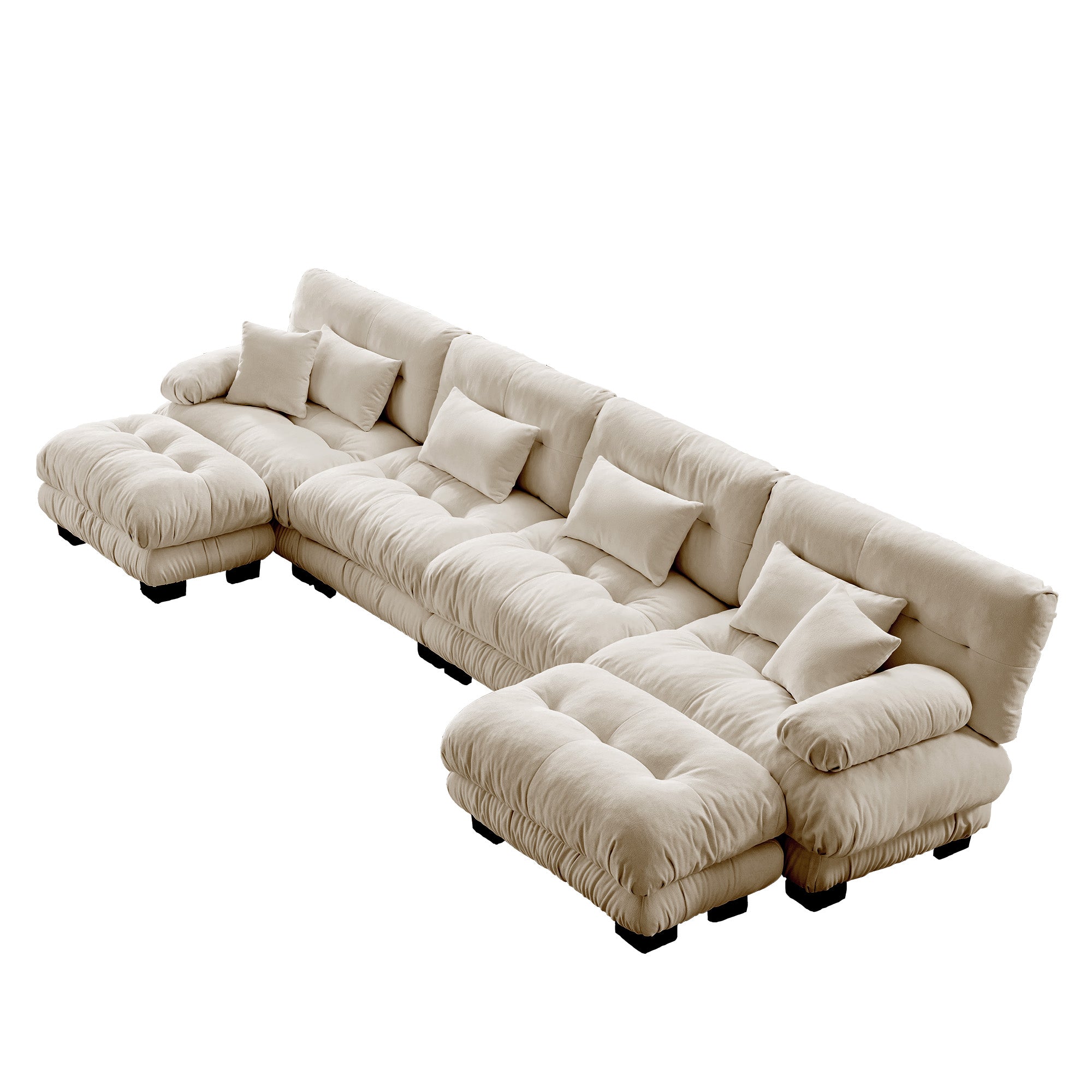 Monterey 173" Oversized Modular Chenille U-Shaped Cloud Sectional Sofa with 2 Ottomans