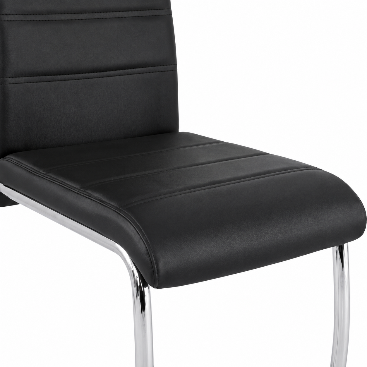 Ann High Back PU Leather Dining Chairs with Chrome Cantilever Base Set of 4