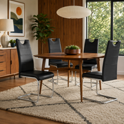 Ann High Back PU Leather Dining Chairs with Chrome Cantilever Base Set of 4