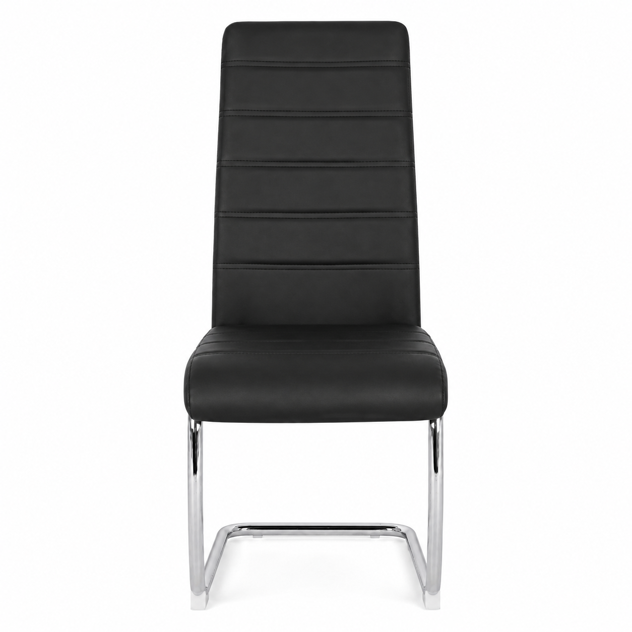 Ann High Back PU Leather Dining Chairs with Chrome Cantilever Base Set of 4